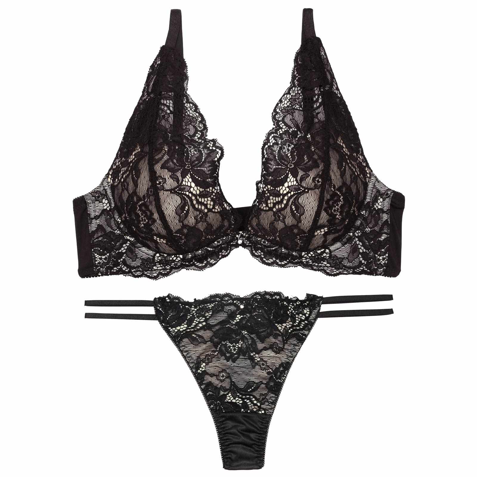【かとゆり着用】ラフィネブロッサムレースブラジャー&Tバックショーツ