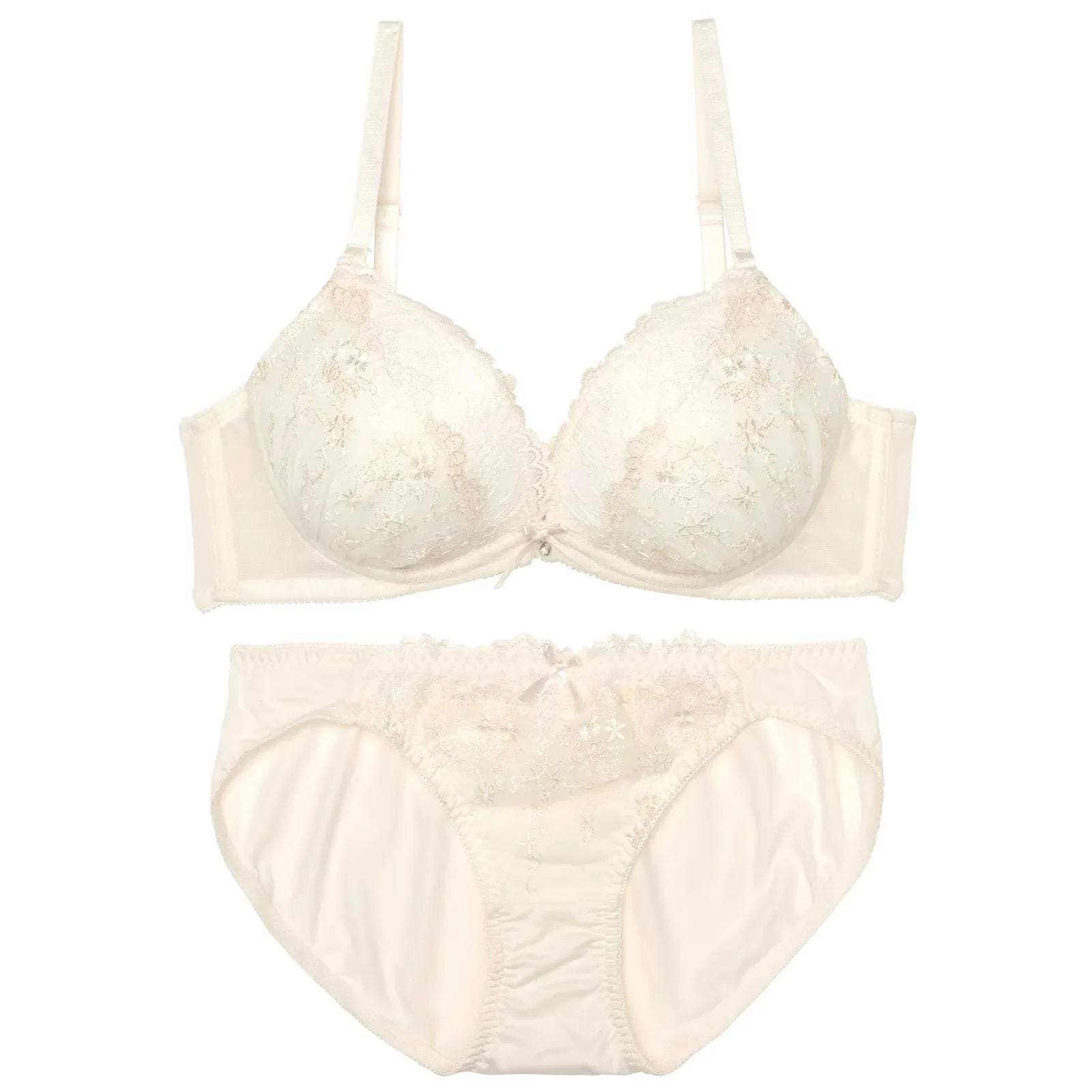 スウィートフルールエンブロイダリーブラジャー&フルバックショーツ