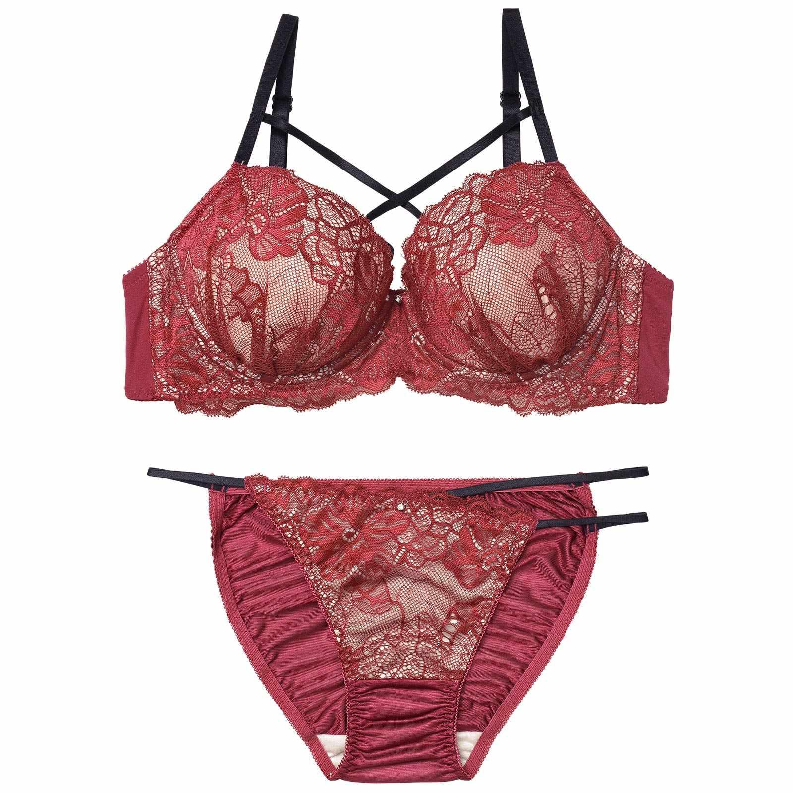 2/16新作!【EFサイズ】クラッシーレースコードブラジャー&フルバックショーツ