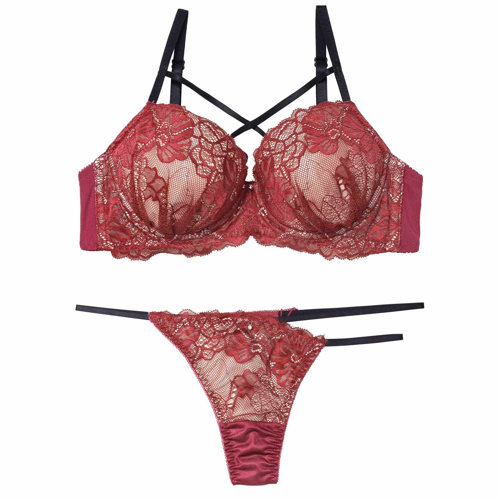 2/16新作!【EFサイズ】クラッシーレースコードブラジャー&Tバックショーツ