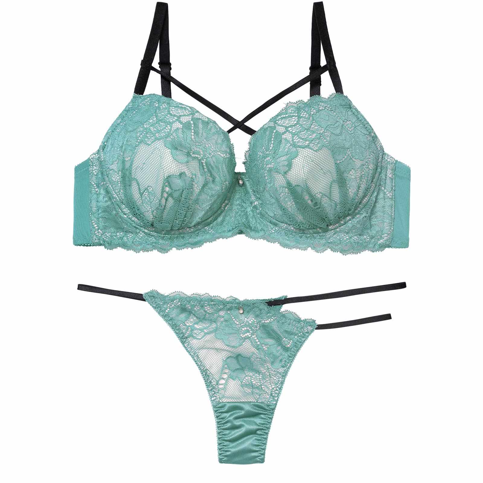 2/16新作!【EFサイズ】クラッシーレースコードブラジャー&Tバックショーツ