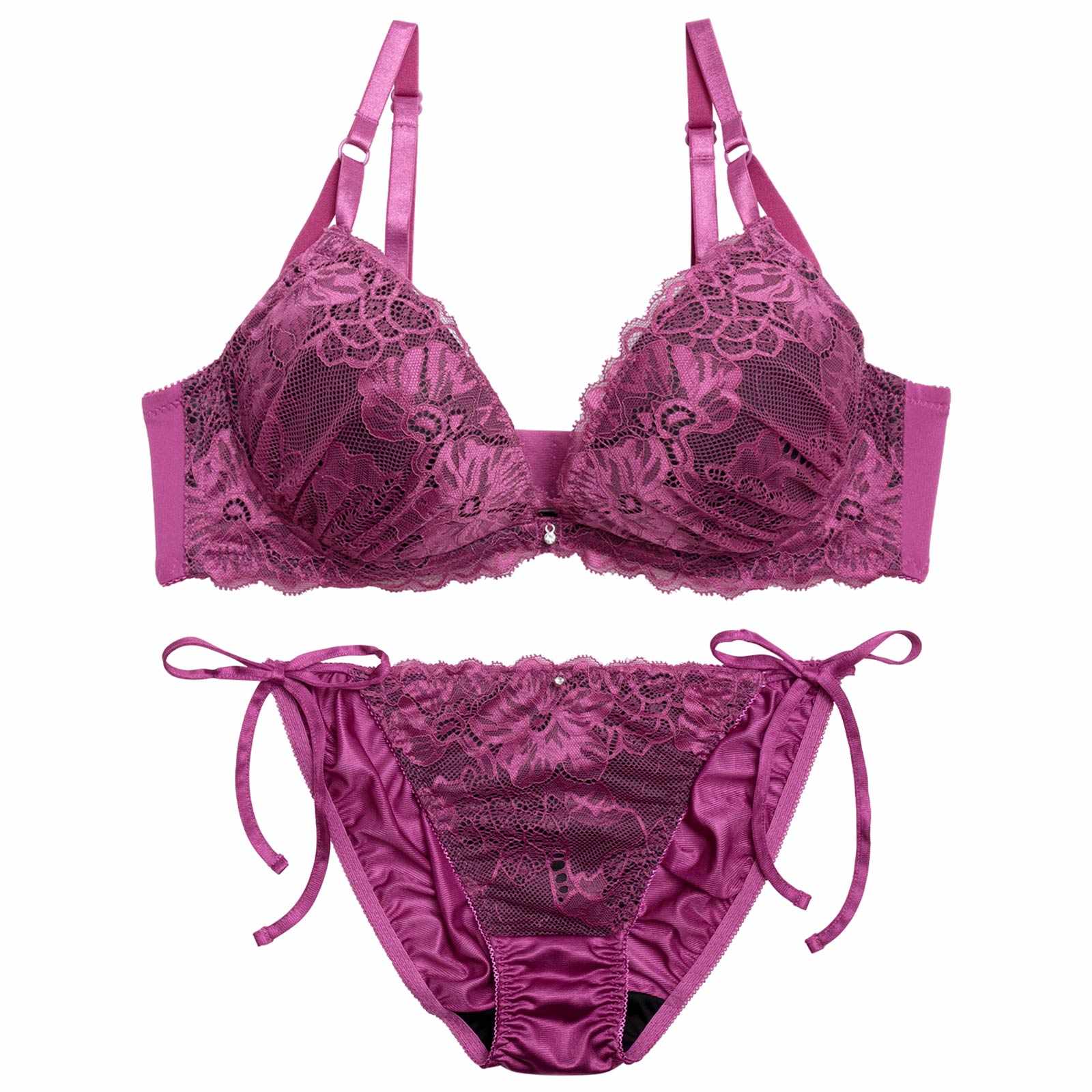 12/19新作!【三上悠亜着用】ロマンスフラワーレースブラジャー&サイド紐フルバックショーツ