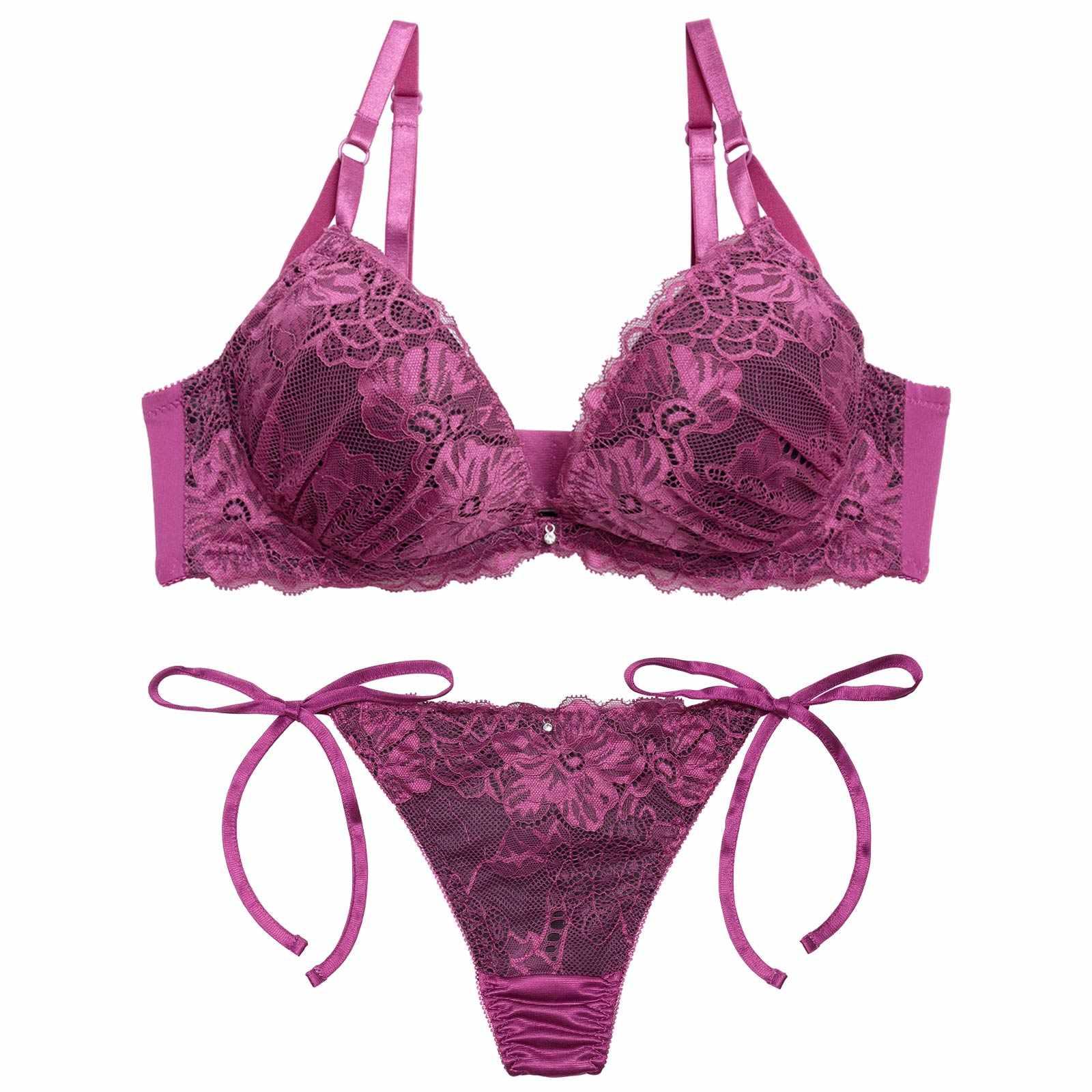 3/10再販!【三上悠亜着用】【EFサイズ】ロマンスフラワーレースブラジャー&サイド紐Tバックショーツ