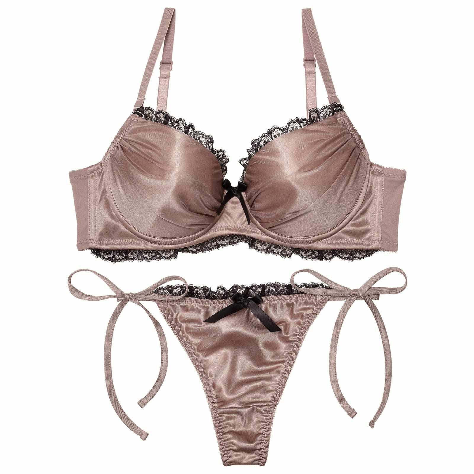 3/17再販!【三上悠亜着用】メルティサテンレースブラジャー&サイド紐Tバックショーツ