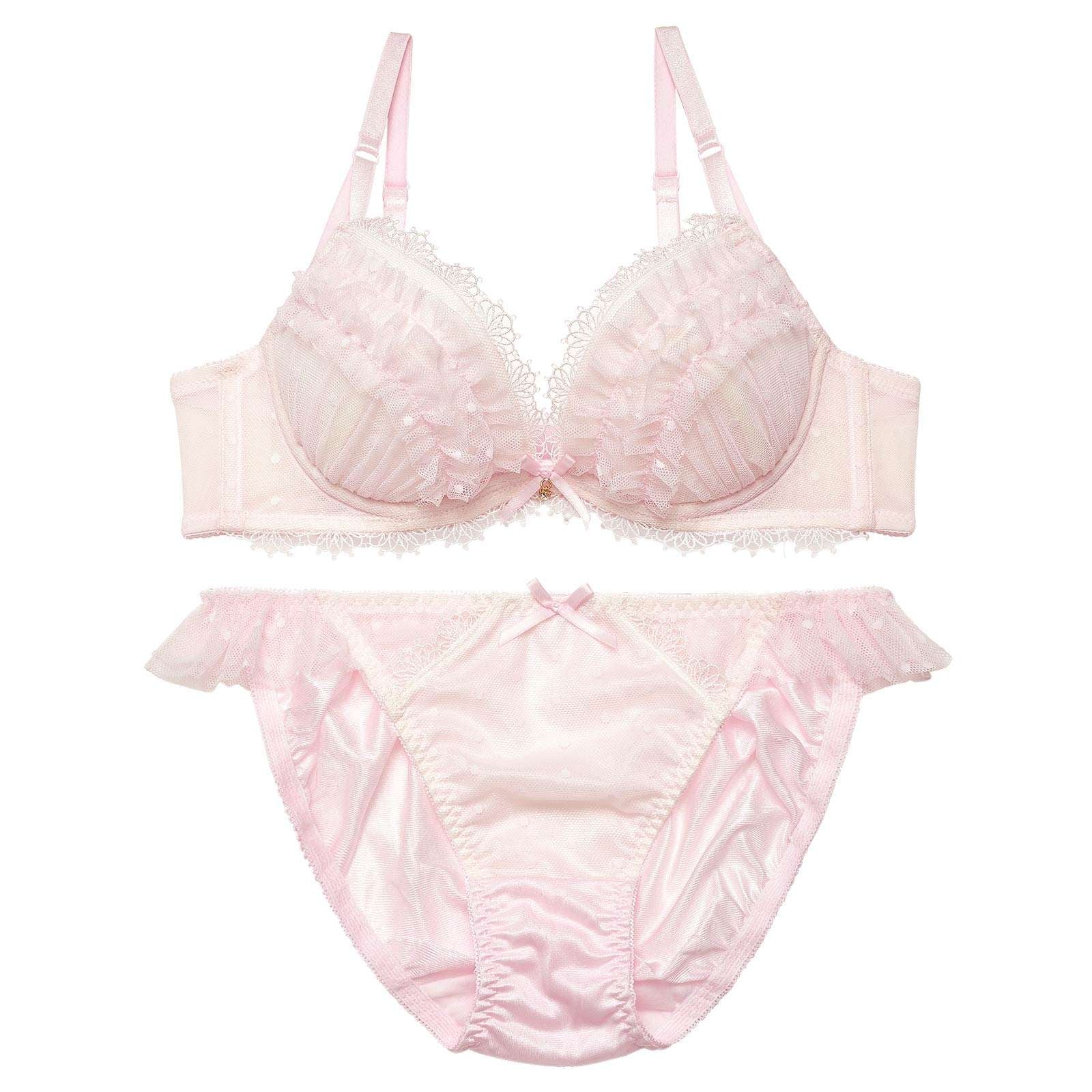 ラブリードットチュールブラジャー&フルバックショーツ - 【公式】247Lingerie