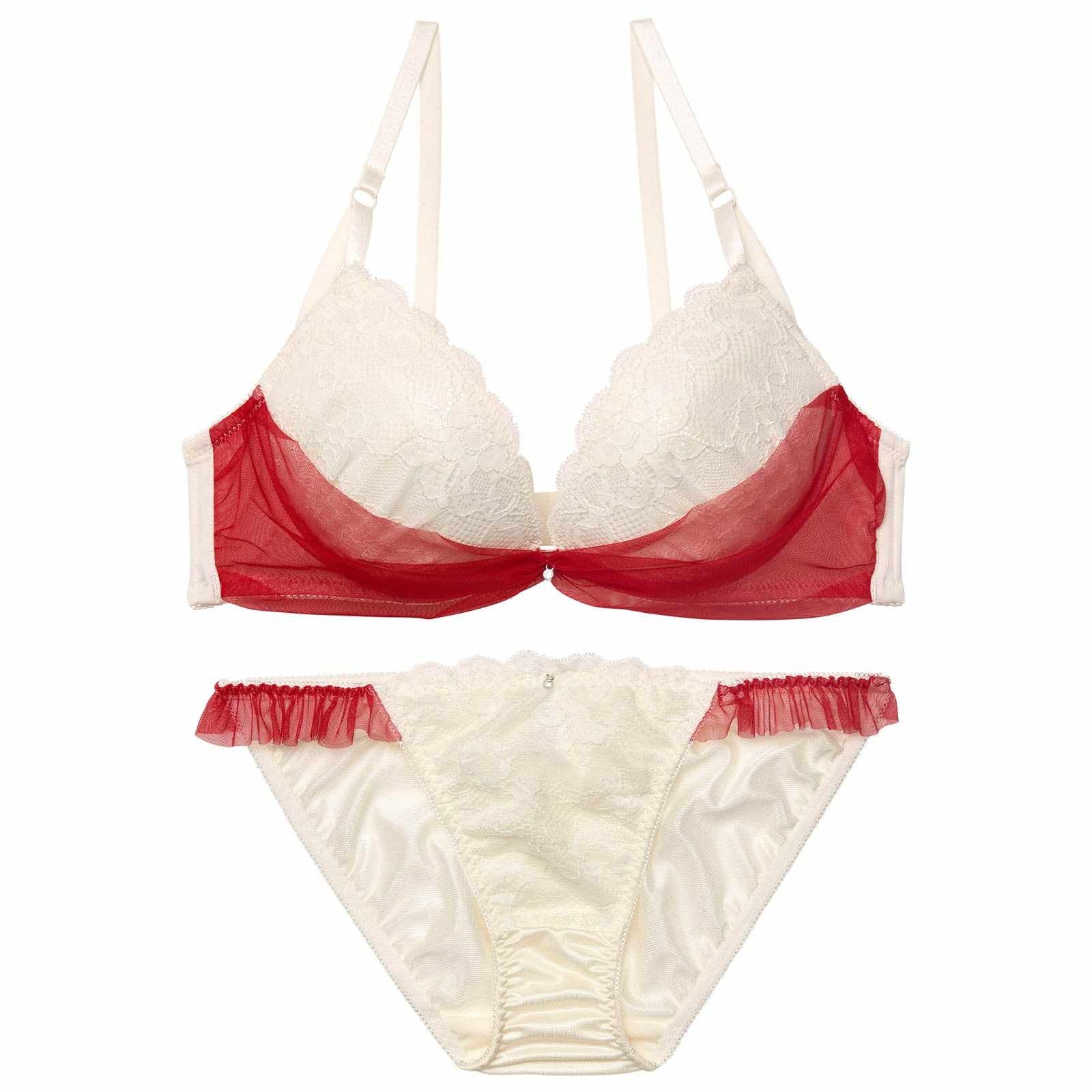 1/12新作!【かとゆり着用】ドレープリボンチュールブラジャー&フルバックショーツ