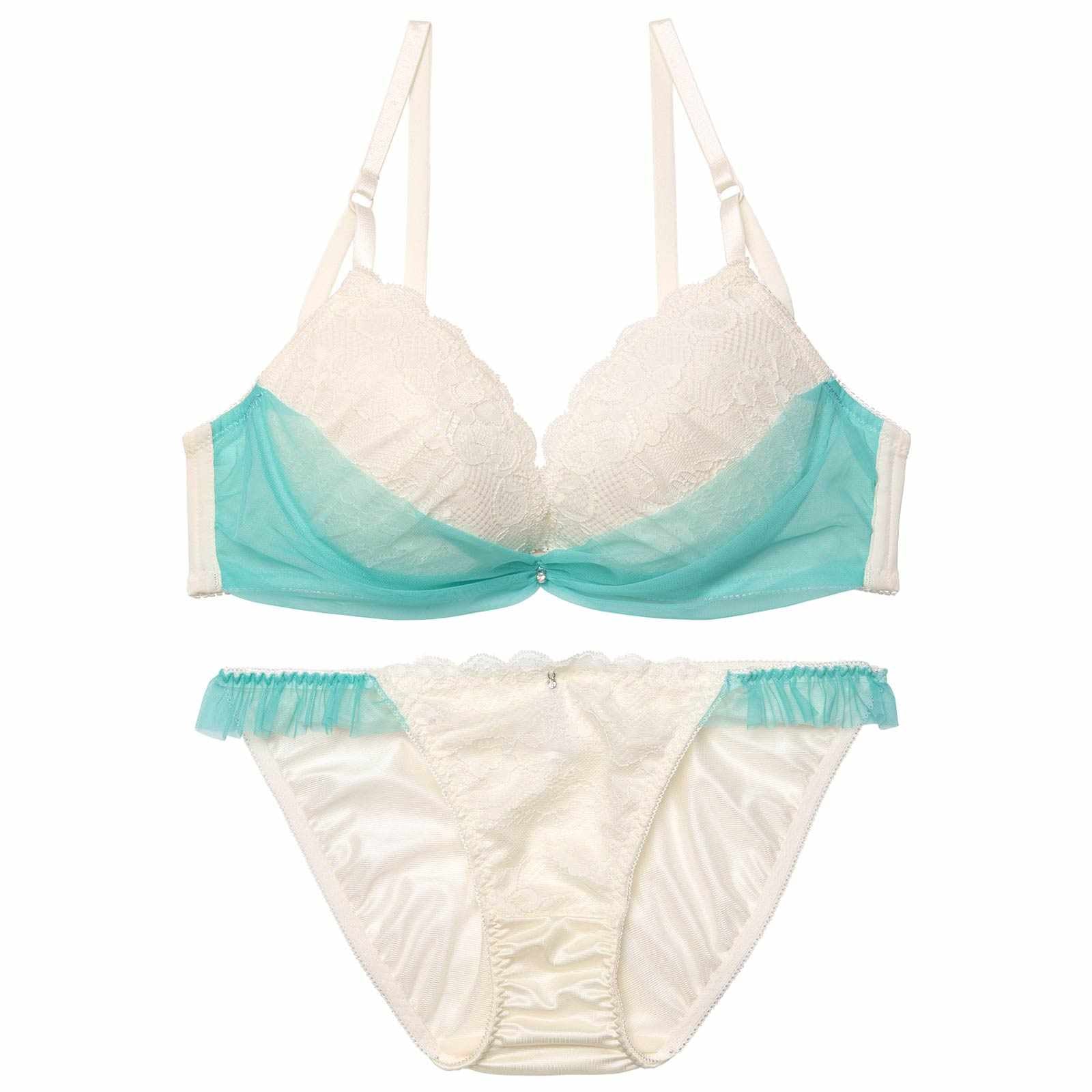 1/12新作!【かとゆり着用】ドレープリボンチュールブラジャー&フルバックショーツ