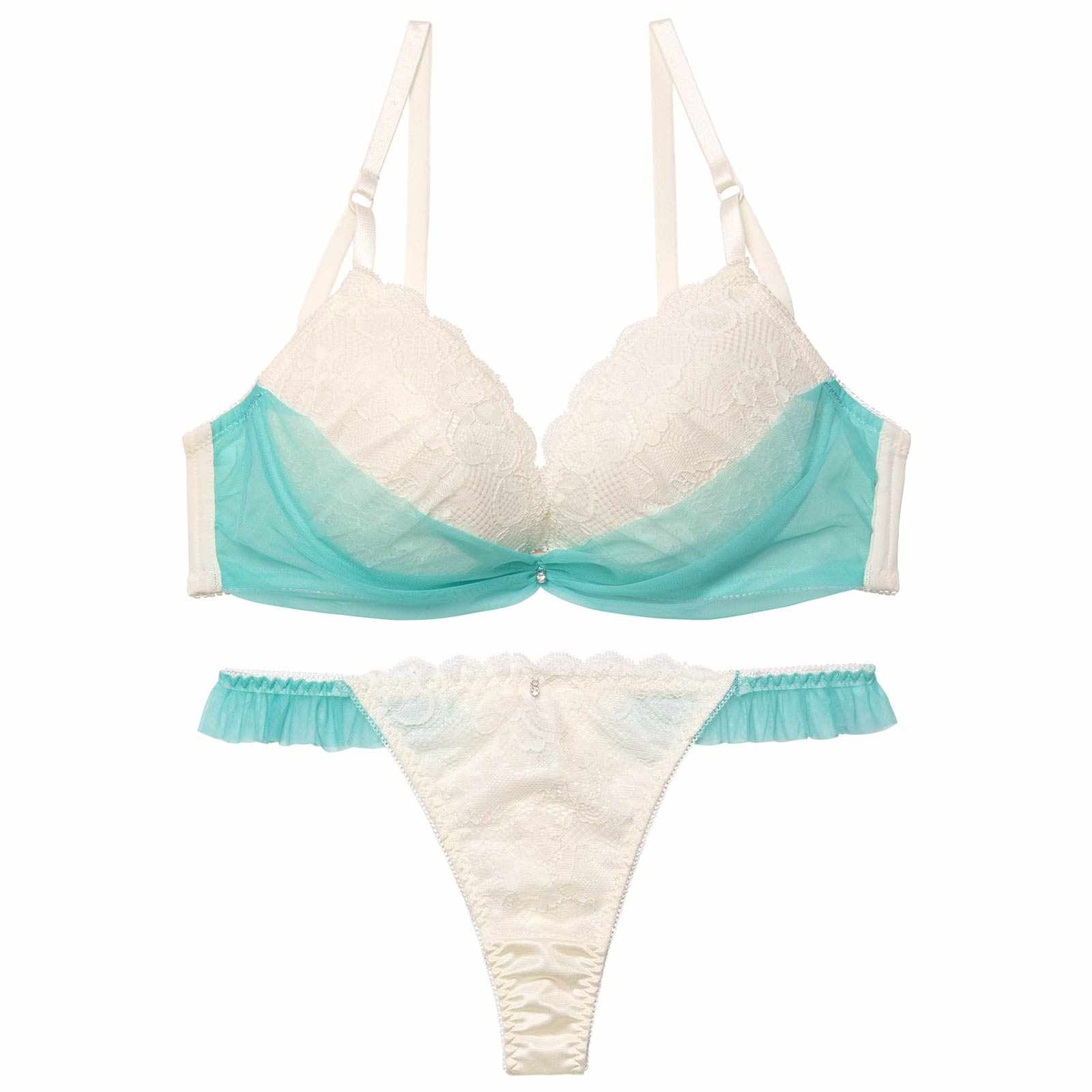 1/12新作!【かとゆり着用】ドレープリボンチュールブラジャー&Tバックショーツ