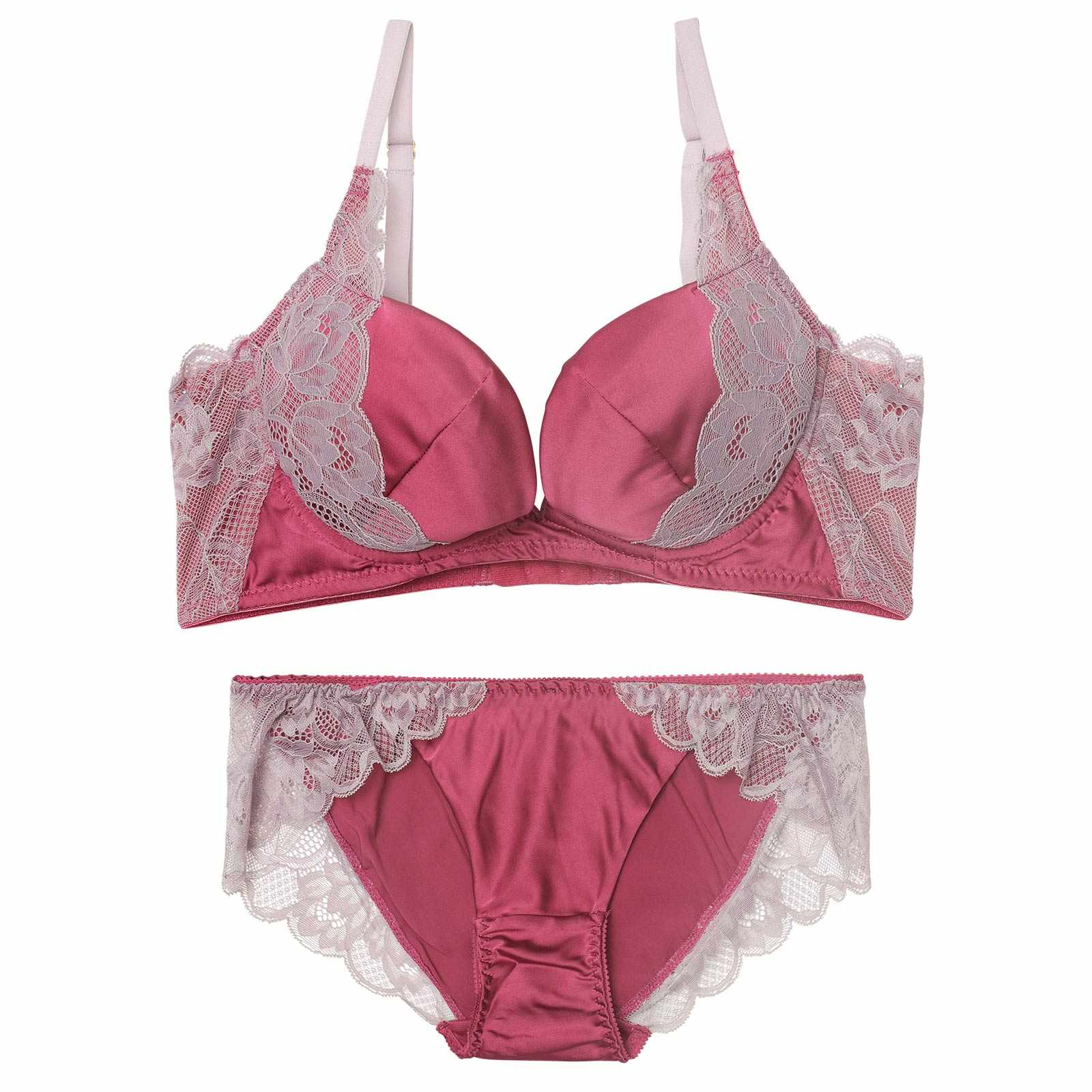 4/24新作!クラッシーサテンレース育乳脇高ブラジャー&フルバックショーツ