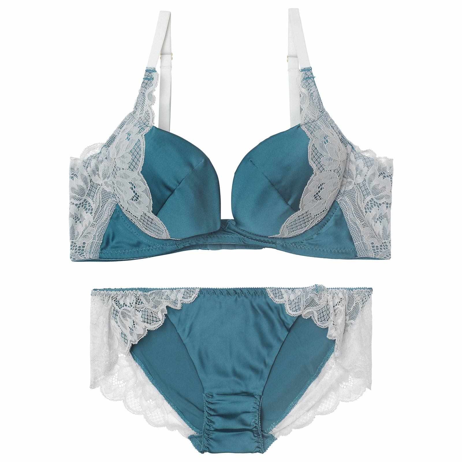 4/24新作!クラッシーサテンレース育乳脇高ブラジャー&フルバックショーツ
