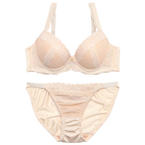 クラシカルドットレースブラジャー&フルバックショーツ
