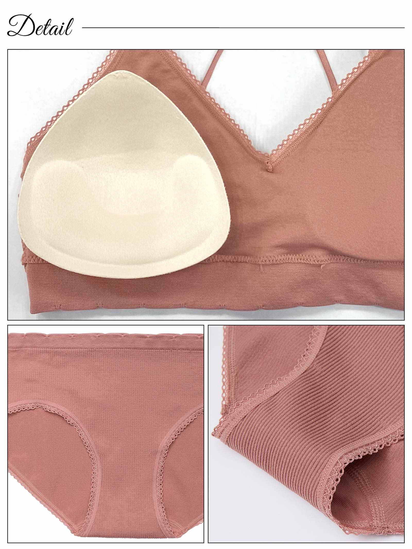 3/12新作!【ノンワイヤー】シンプルバッククロスリブブラジャー&フルバックショーツ