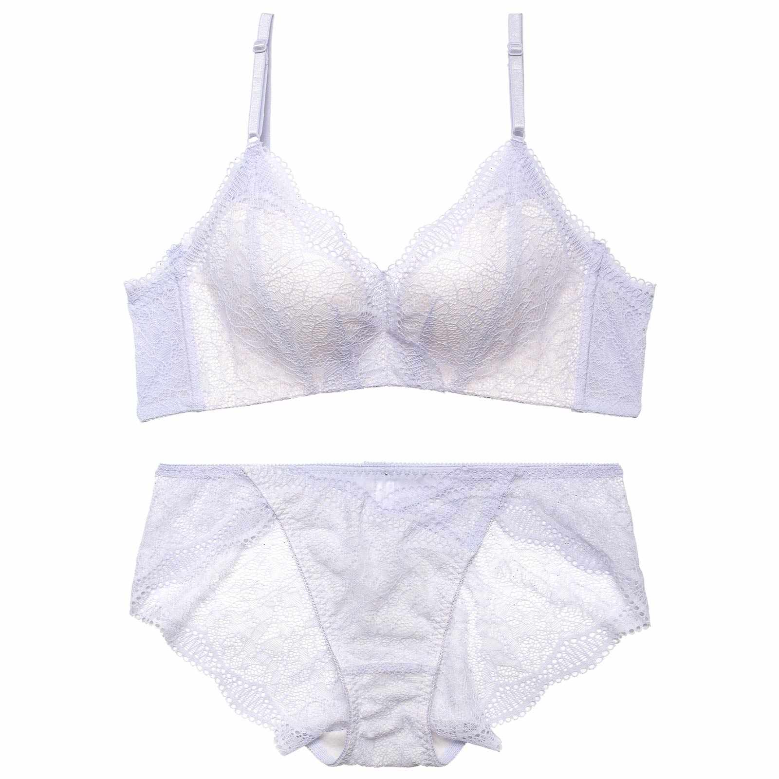 【ノンワイヤー】オールレースコンフォートブラジャー&バック透けフルバックショーツ