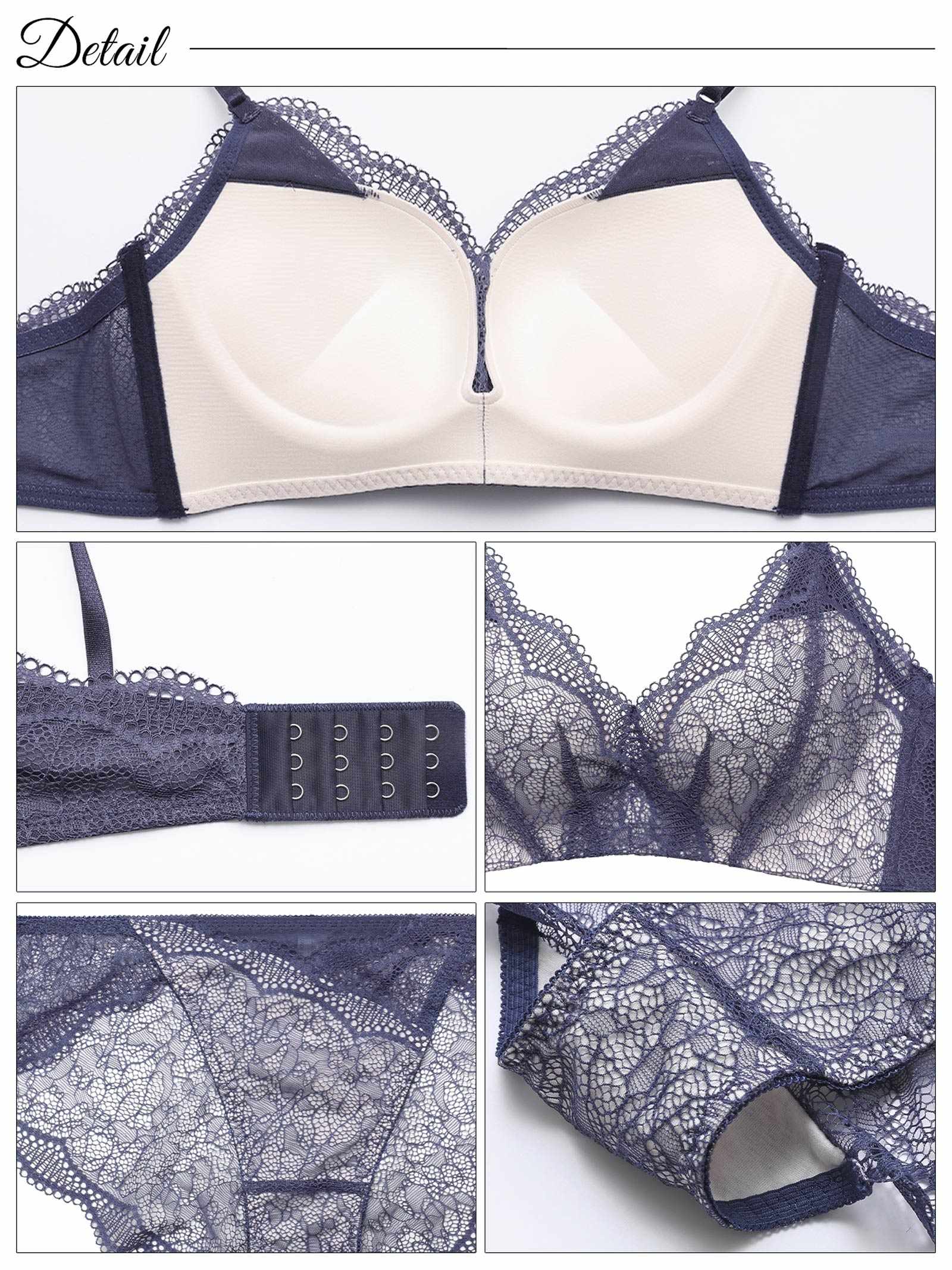 3/10新作!【ノンワイヤー】オールレースコンフォートブラジャー&バック透けフルバックショーツ