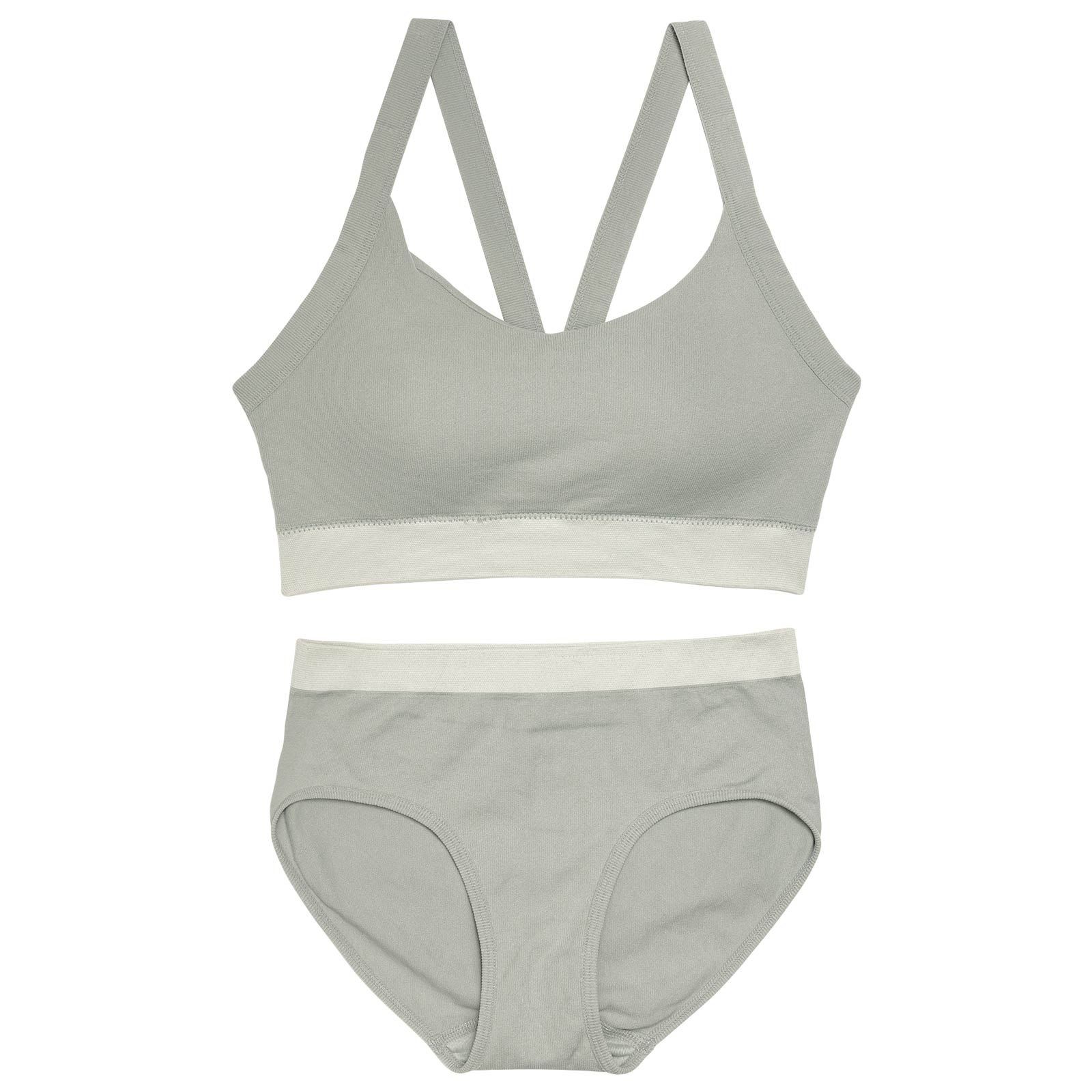 【ノンワイヤー】バイカラーハーフトップブラジャー&フルバックショーツ