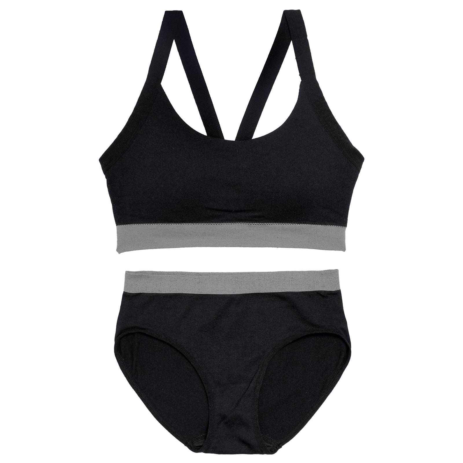 【ノンワイヤー】バイカラーハーフトップブラジャー&フルバックショーツ