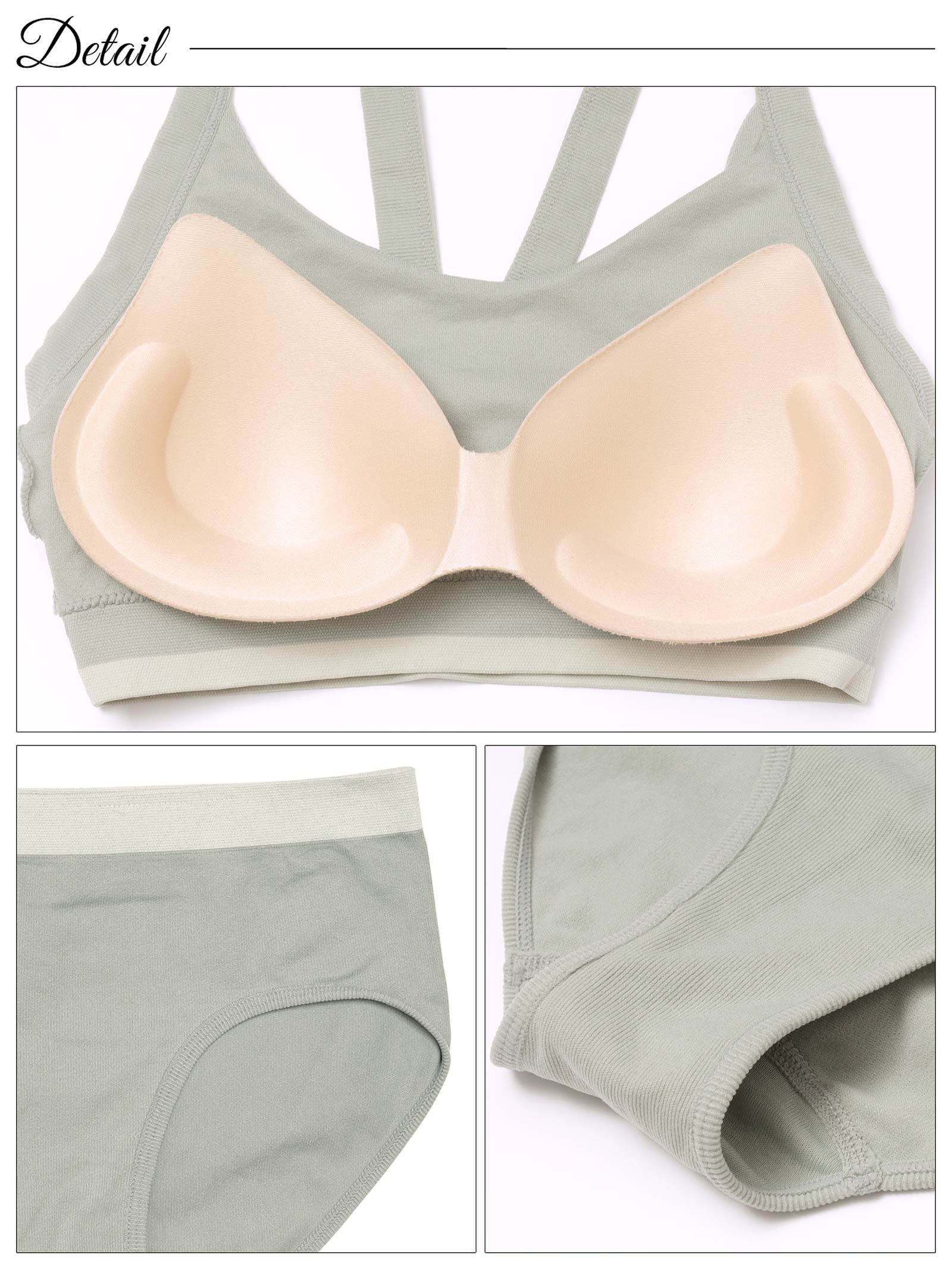 1/17新作!【ノンワイヤー】バイカラーハーフトップブラジャー&フルバックショーツ