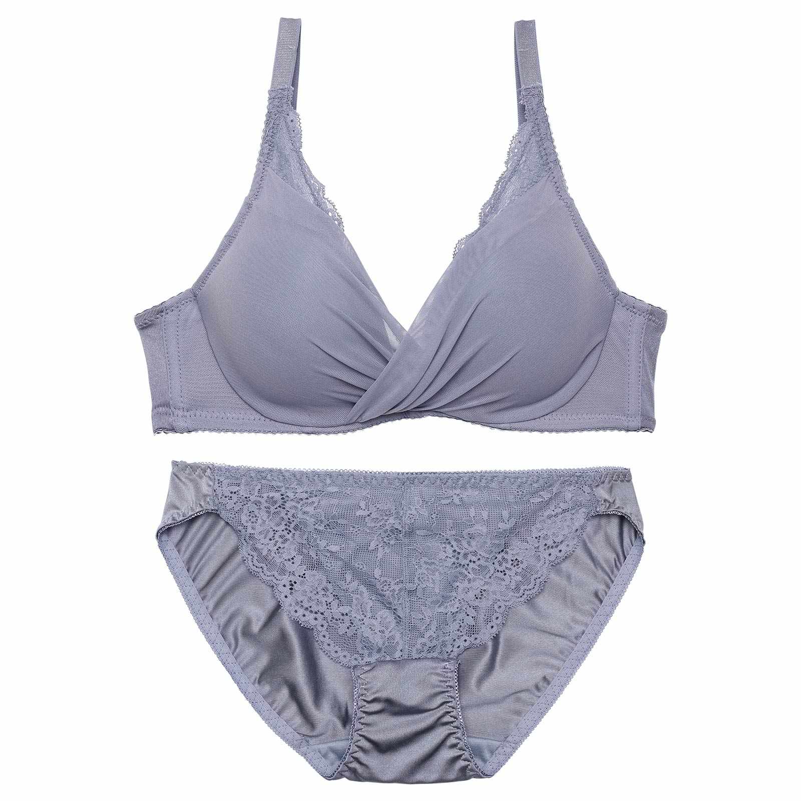 レーシィカシュクールシフォンブラジャー&フルバックショーツ