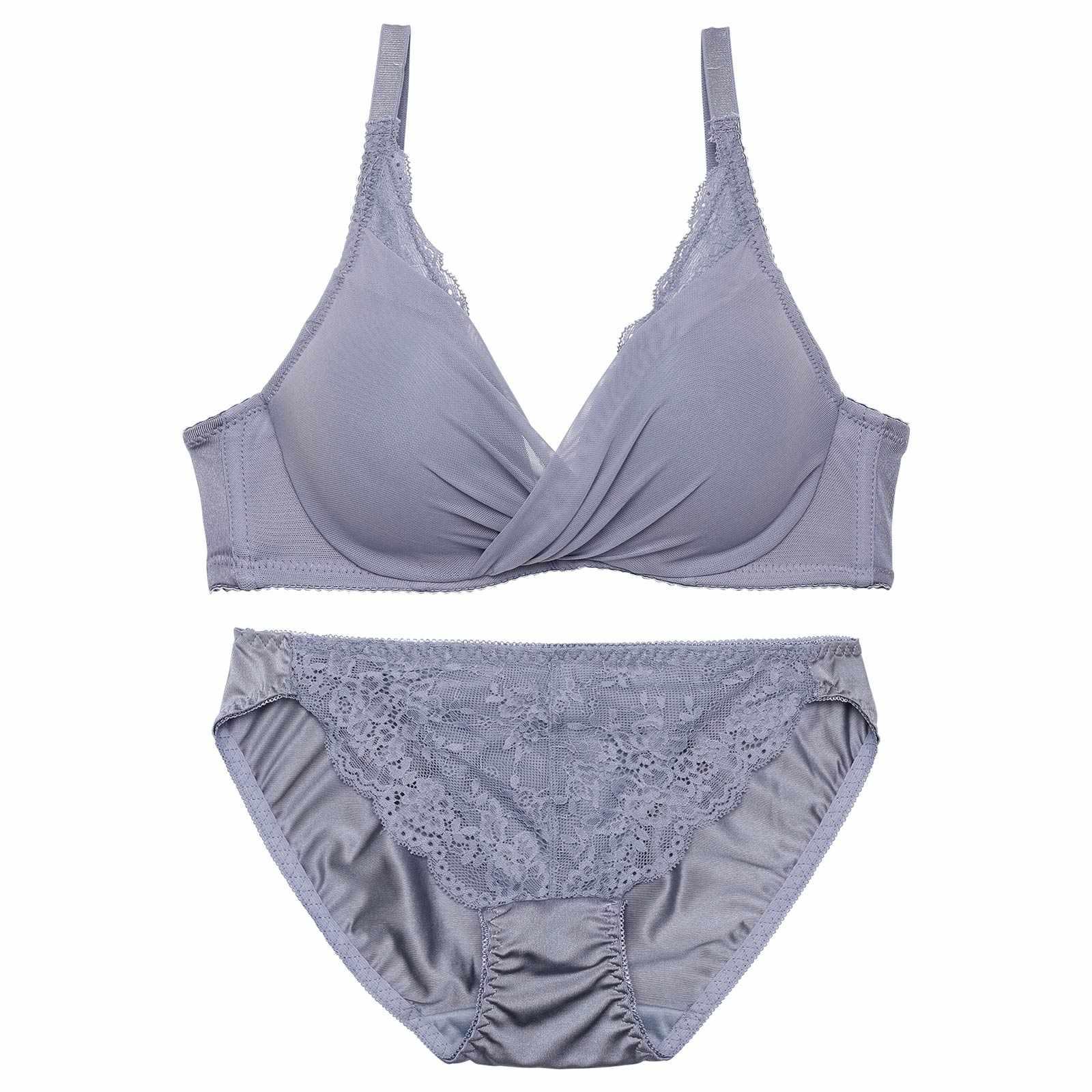レーシィカシュクールシフォンブラジャー&フルバックショーツ - 【公式】247Lingerie