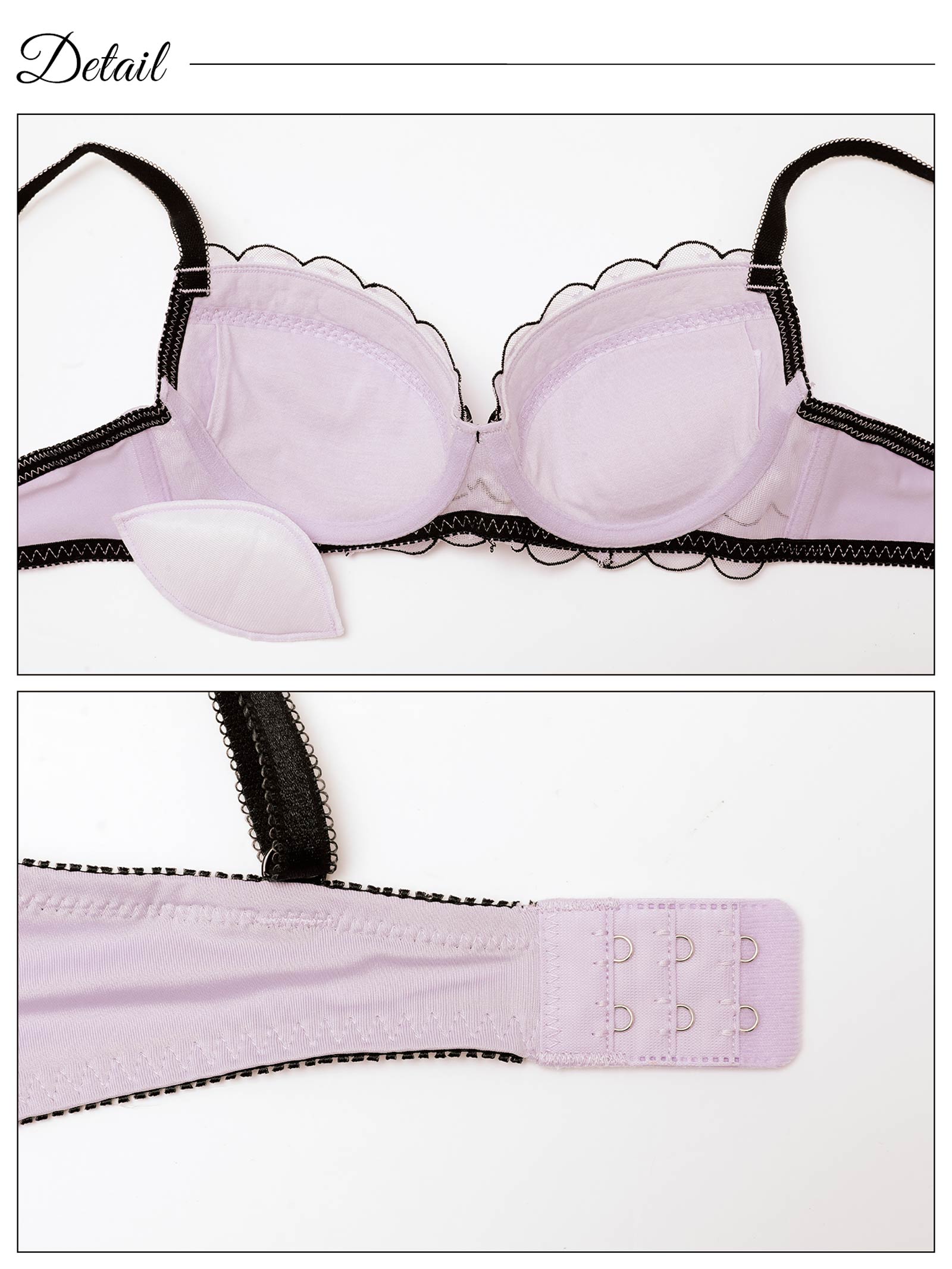 スカラップキューティーハートブラジャー&サイド紐フルバックショーツ