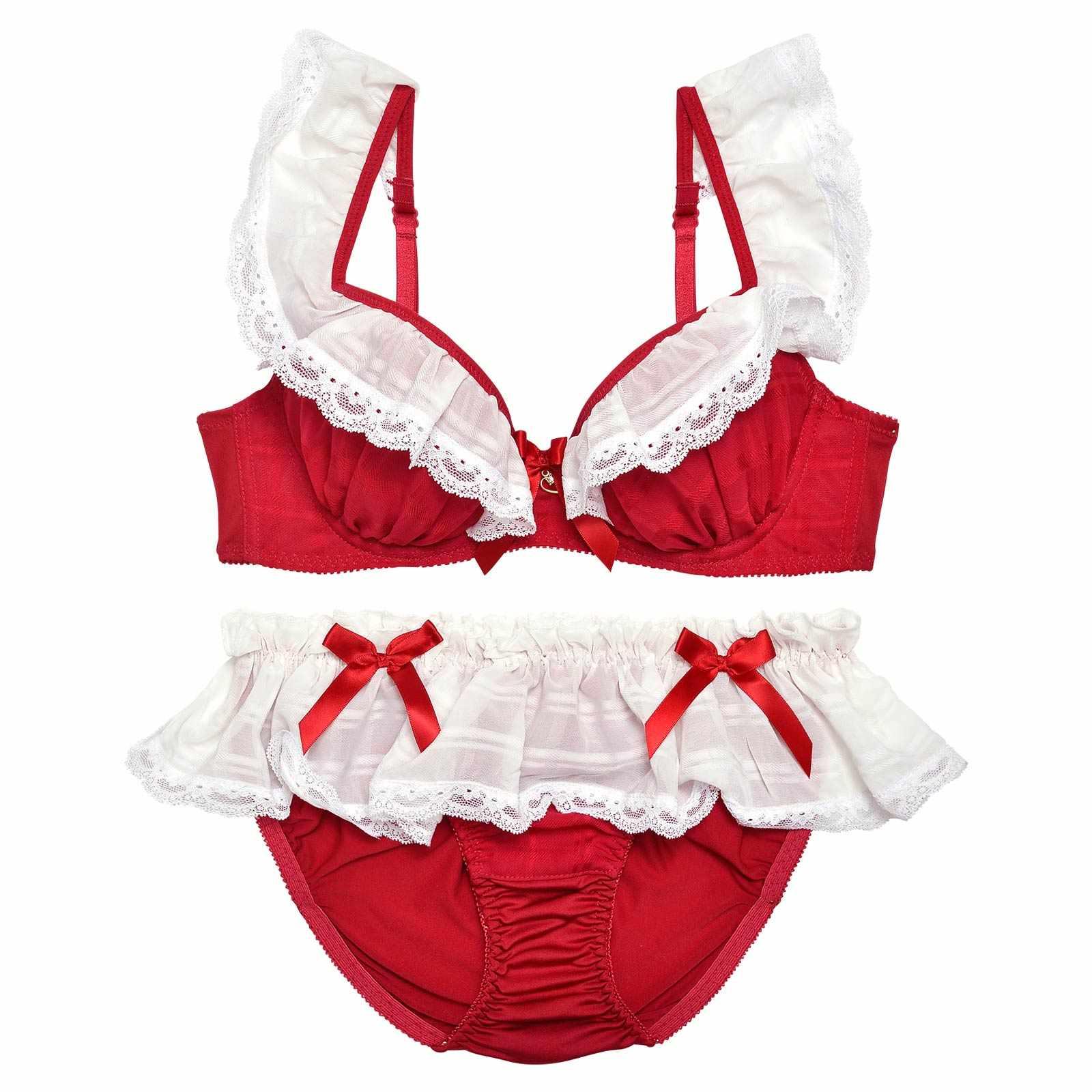 ラブリーフリルメイドブラジャー&フルバックショーツ - 【公式】247Lingerie