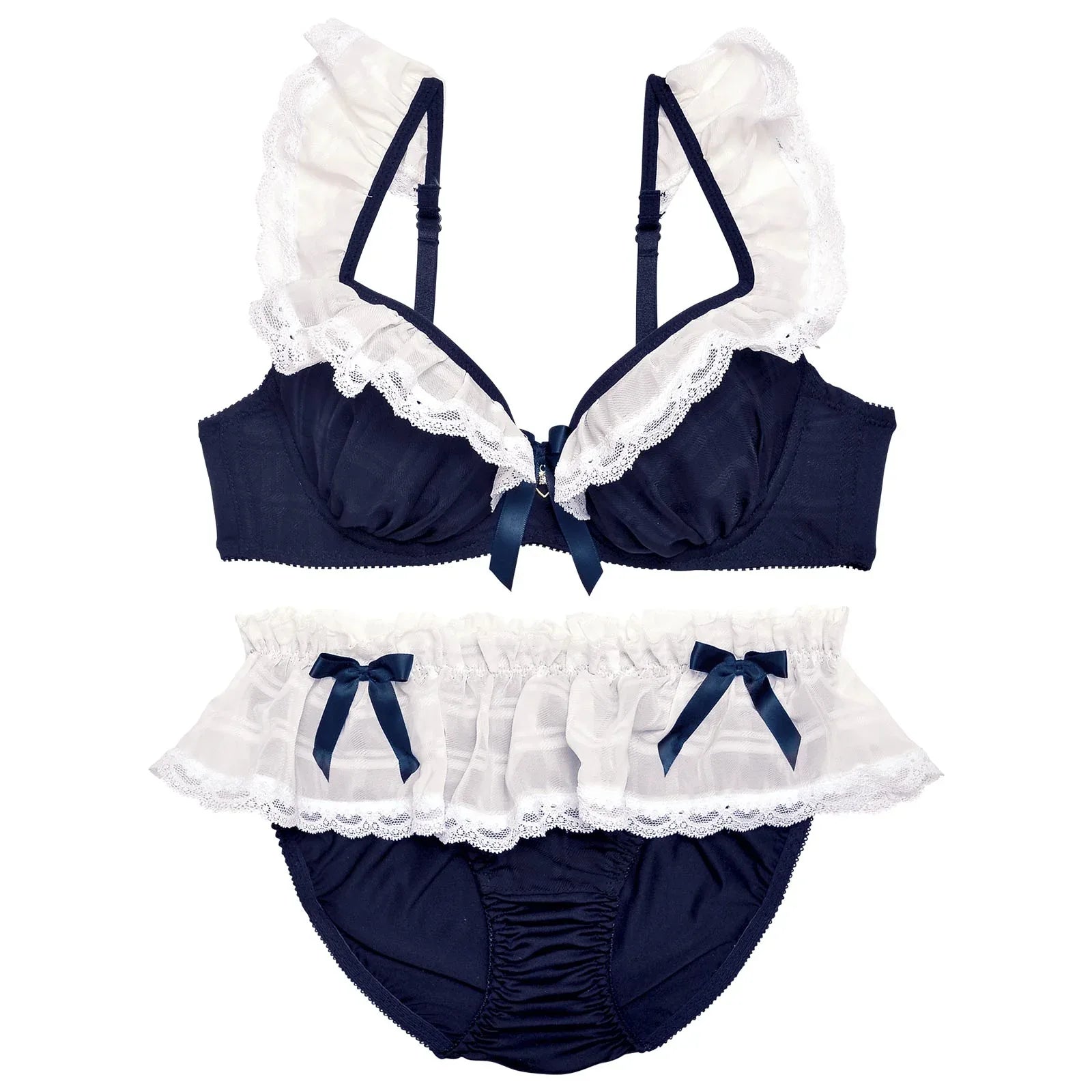 ラブリーフリルメイドブラジャー&フルバックショーツ - 【公式】247Lingerie