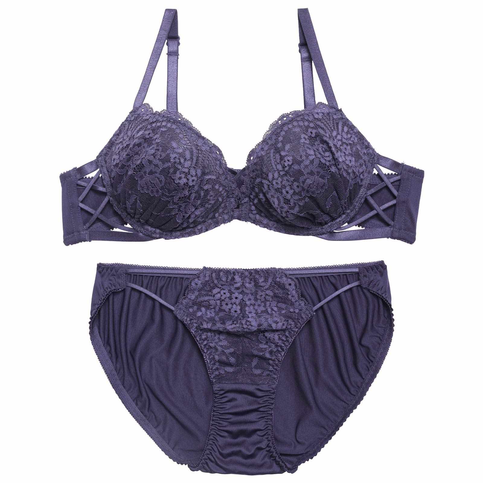 ディープレースアップカットブラジャー&フルバックショーツ