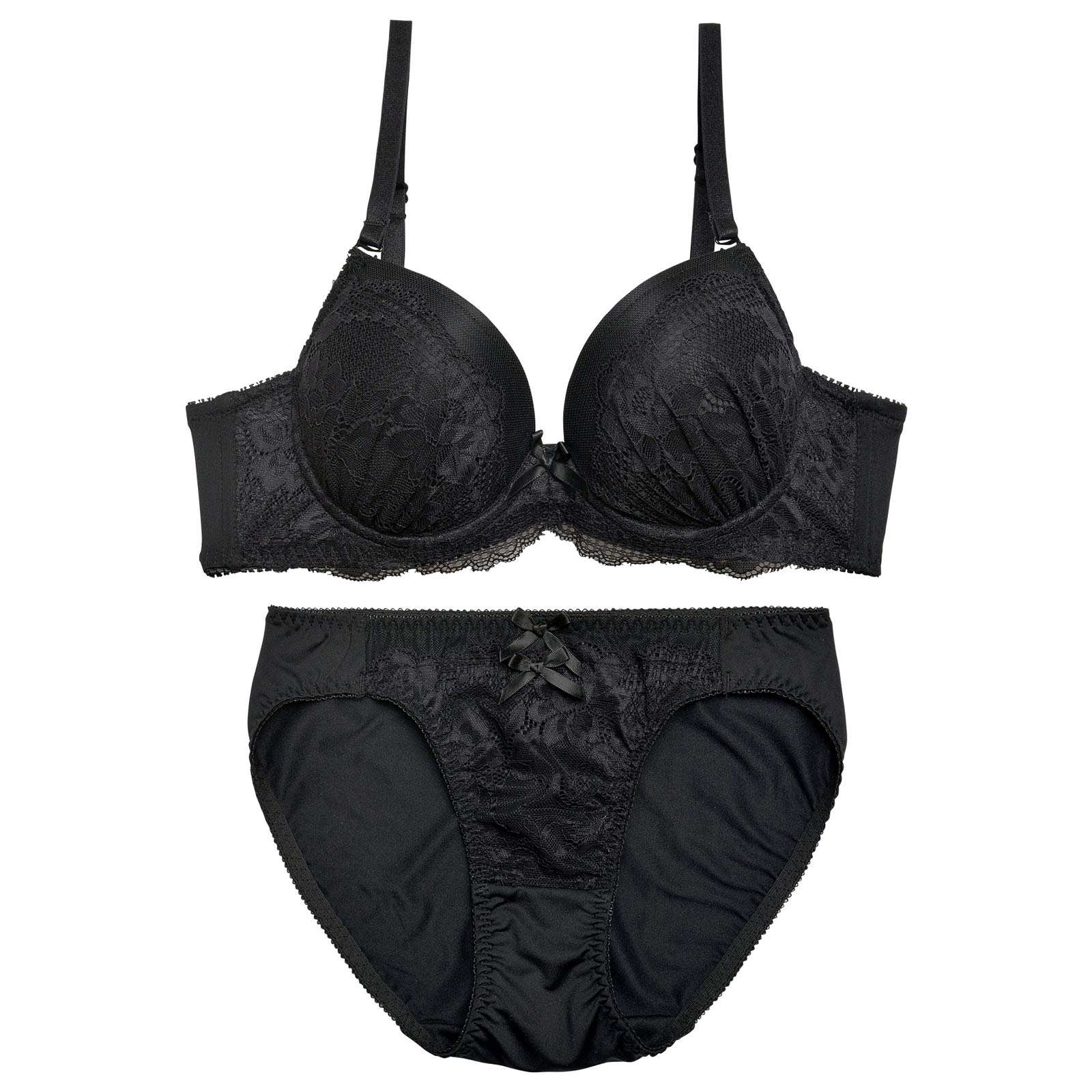 ナチュラルガーリーレースブラジャー&フルバックショーツ