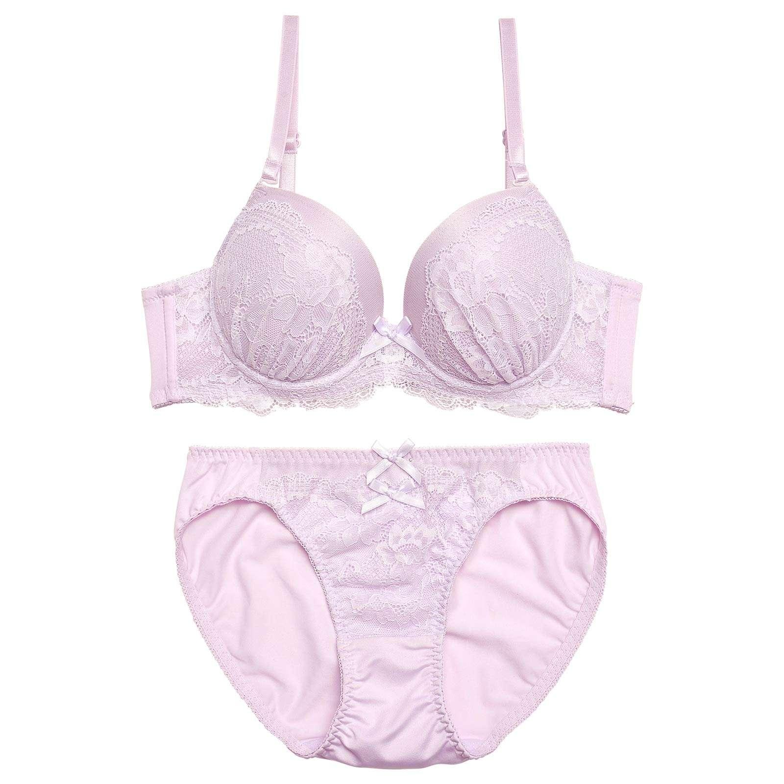 ナチュラルガーリーレースブラジャー&フルバックショーツ - 【公式】247Lingerie