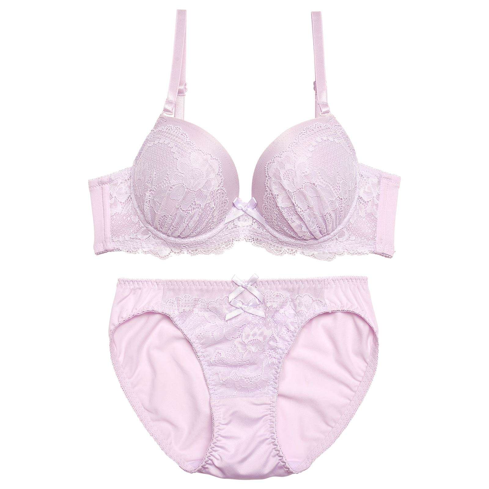 ナチュラルガーリーレースブラジャー&フルバックショーツ
