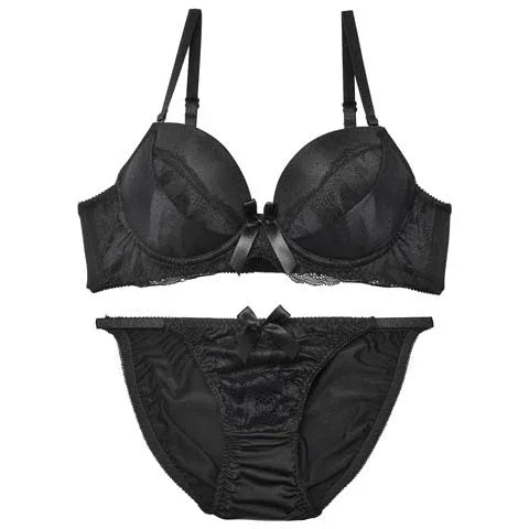 ワンカラーレーシィサテンブラジャー&フルバックショーツ - 【公式】247Lingerie