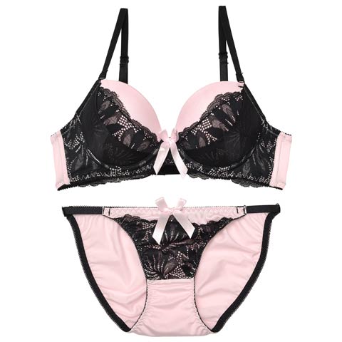 ワンカラーレーシィサテンブラジャー&フルバックショーツ