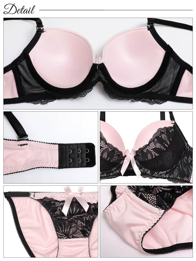 ワンカラーレーシィサテンブラジャー&フルバックショーツ