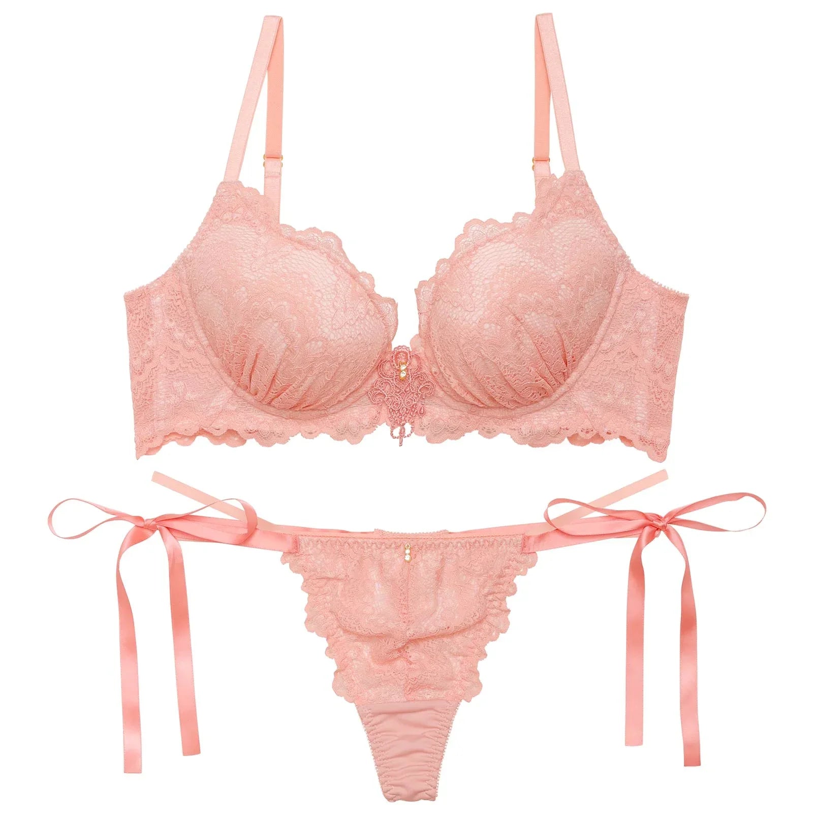 エレガントミラージュレース育乳脇高ブラジャー&Tバックショーツ - 【公式】247Lingerie