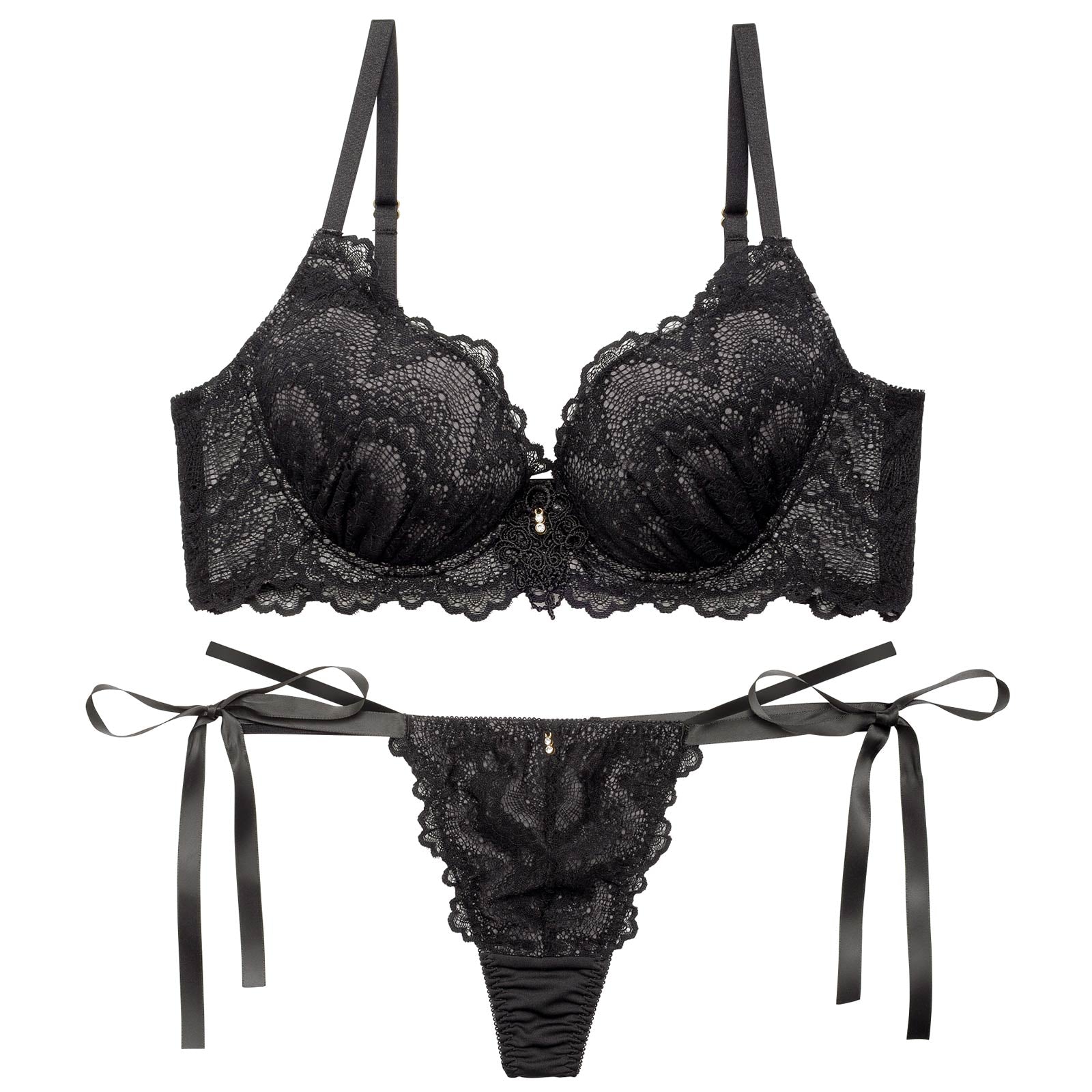 エレガントミラージュレース育乳脇高ブラジャー&Tバックショーツ