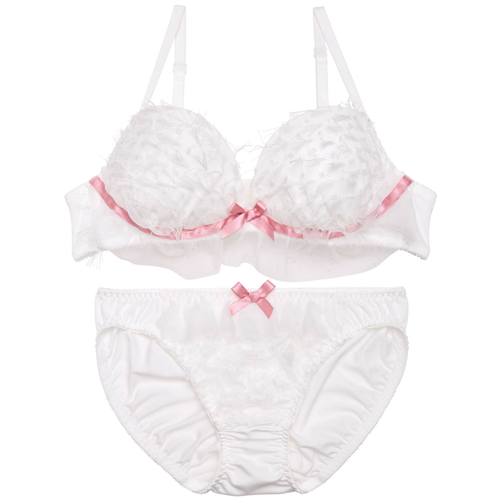 エアリーリボンフリルブラジャー&フルバックショーツ