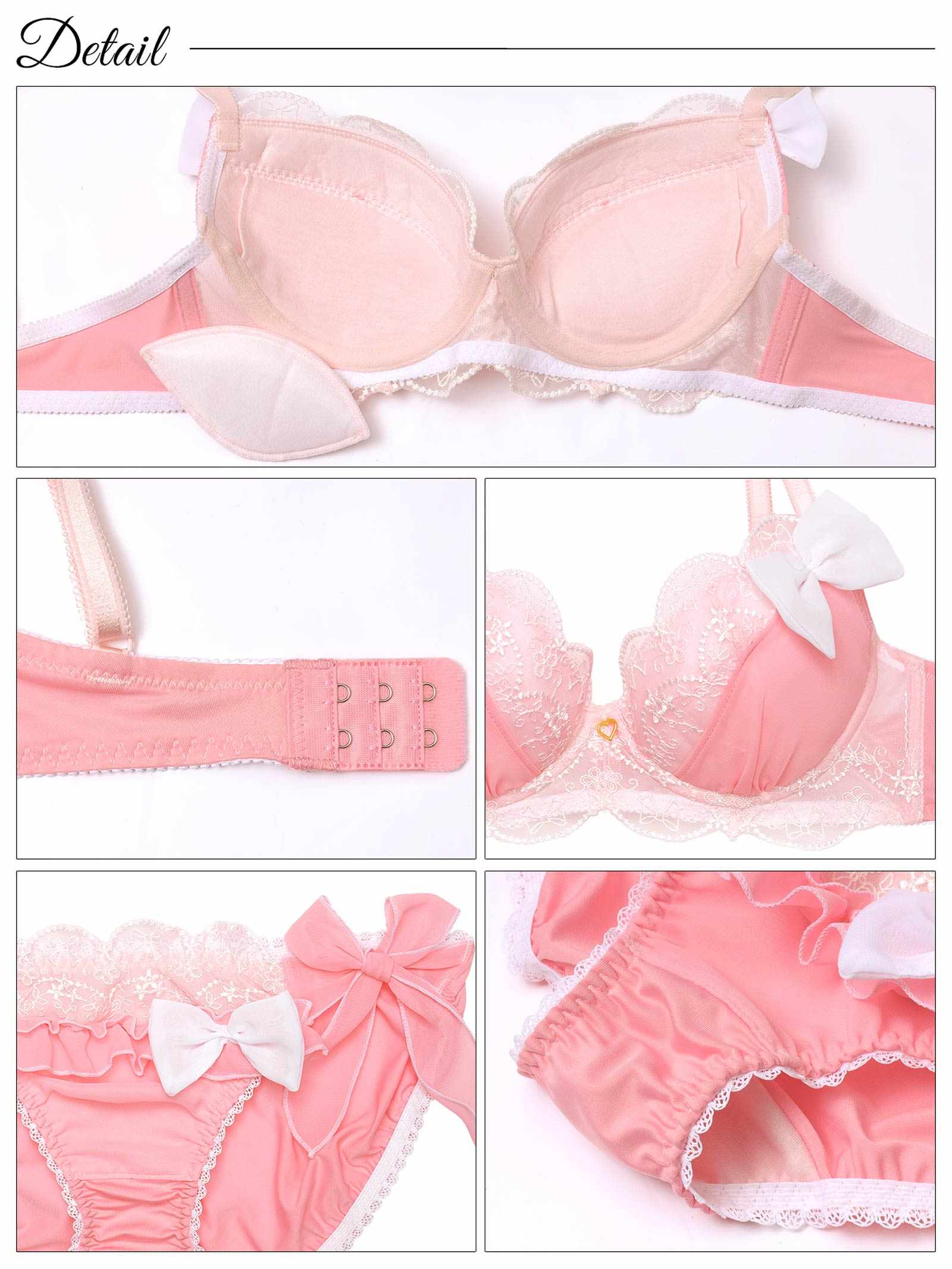 2/7新作!プリンセスリボンスカラップブラジャー&サイド紐フルバックショーツ