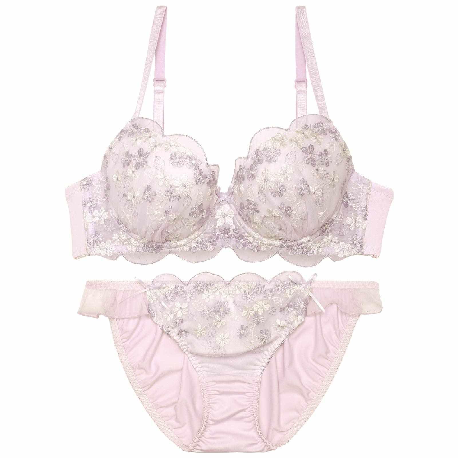 スカラップフェミニンフルーレットブラジャー&フルバックショーツ - 【公式】247Lingerie