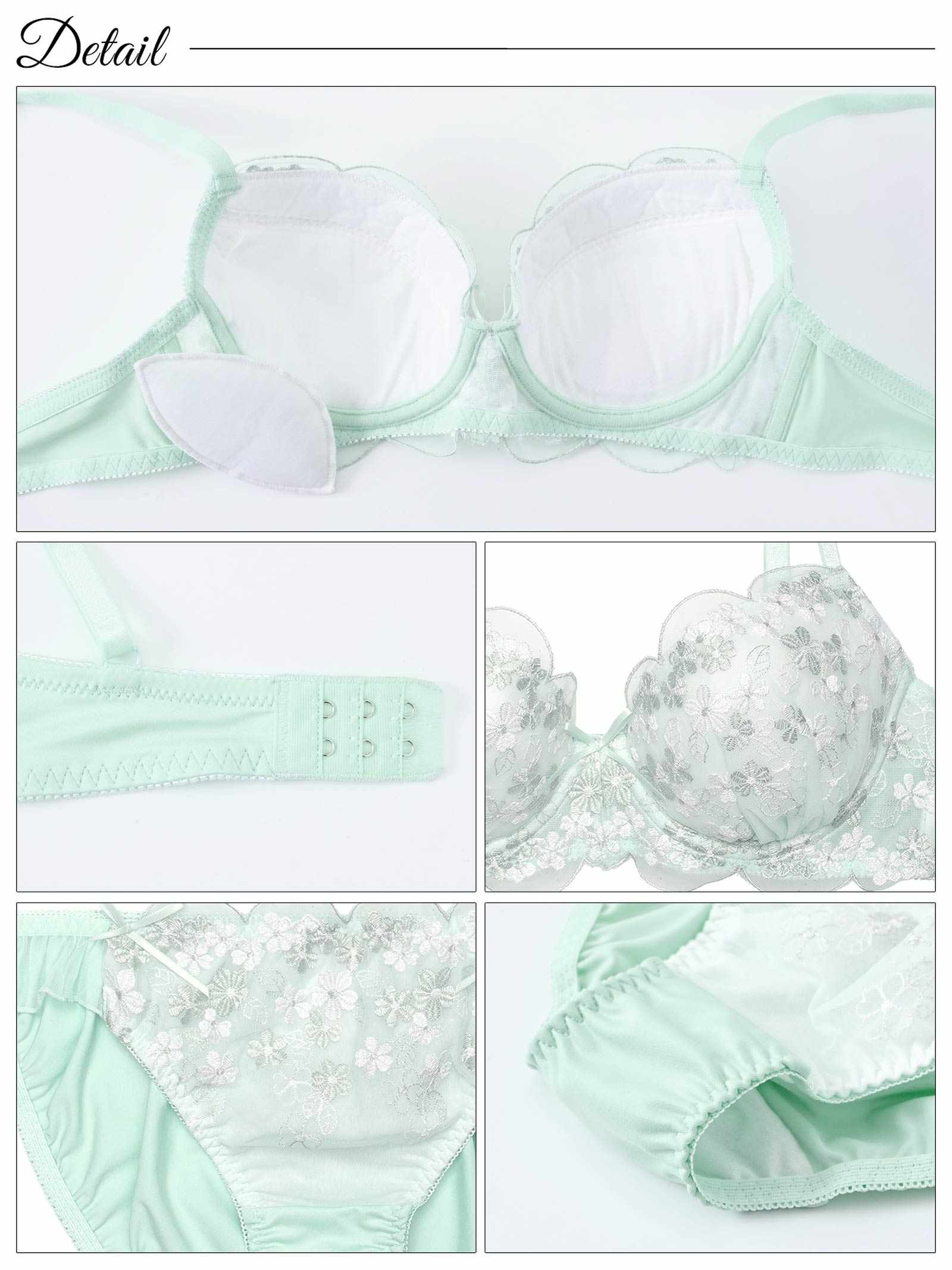 2/19新作!スカラップフェミニンフルーレットブラジャー&フルバックショーツ