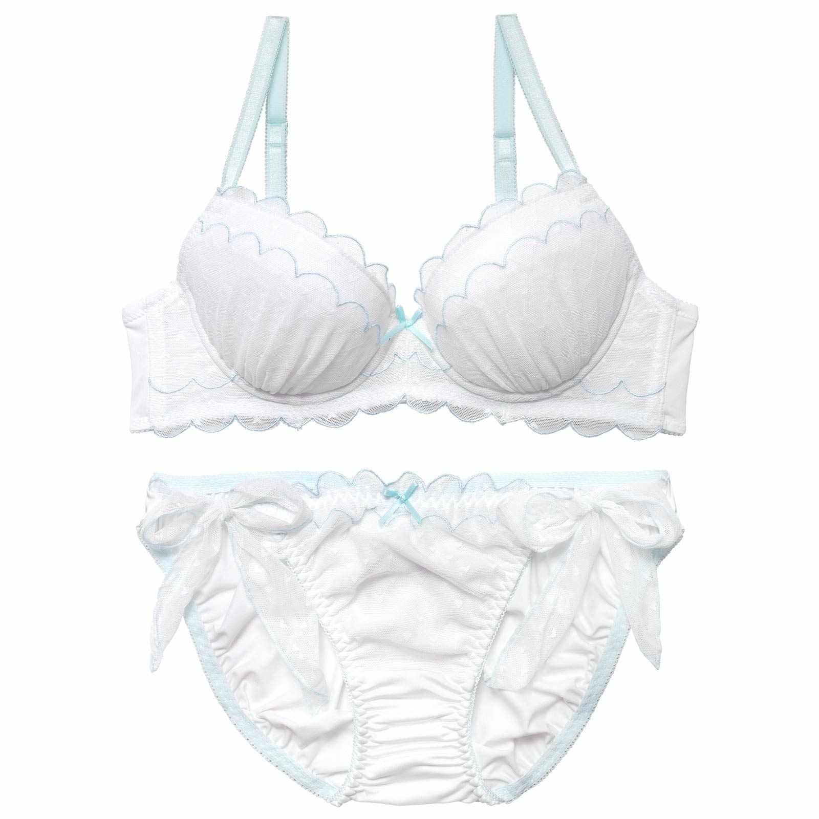 スカラップハートレーシィブラジャー&サイド紐フルバックショーツ - 【公式】247Lingerie