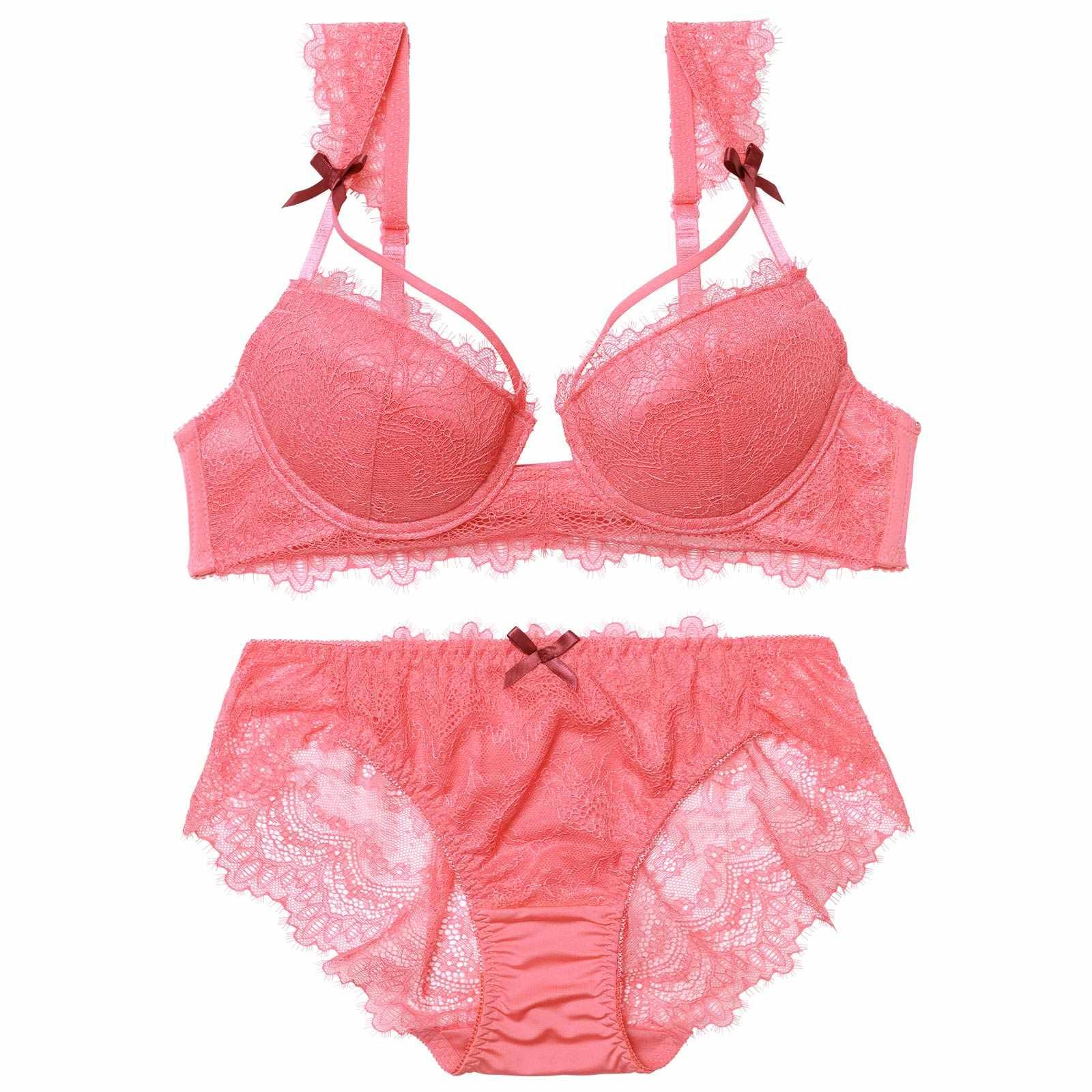 オールレーシィリボンコードブラジャー&バック透けフルバックショーツ - 【公式】247Lingerie