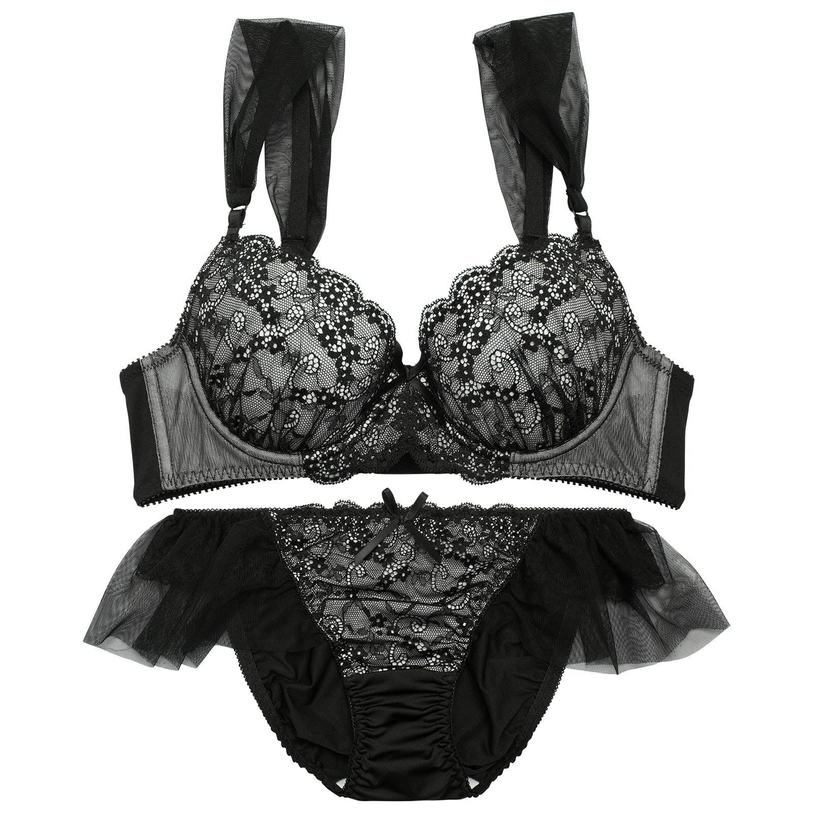 ドーリーシアーフルーレットブラジャー&フルバックショーツ - 【公式】247Lingerie