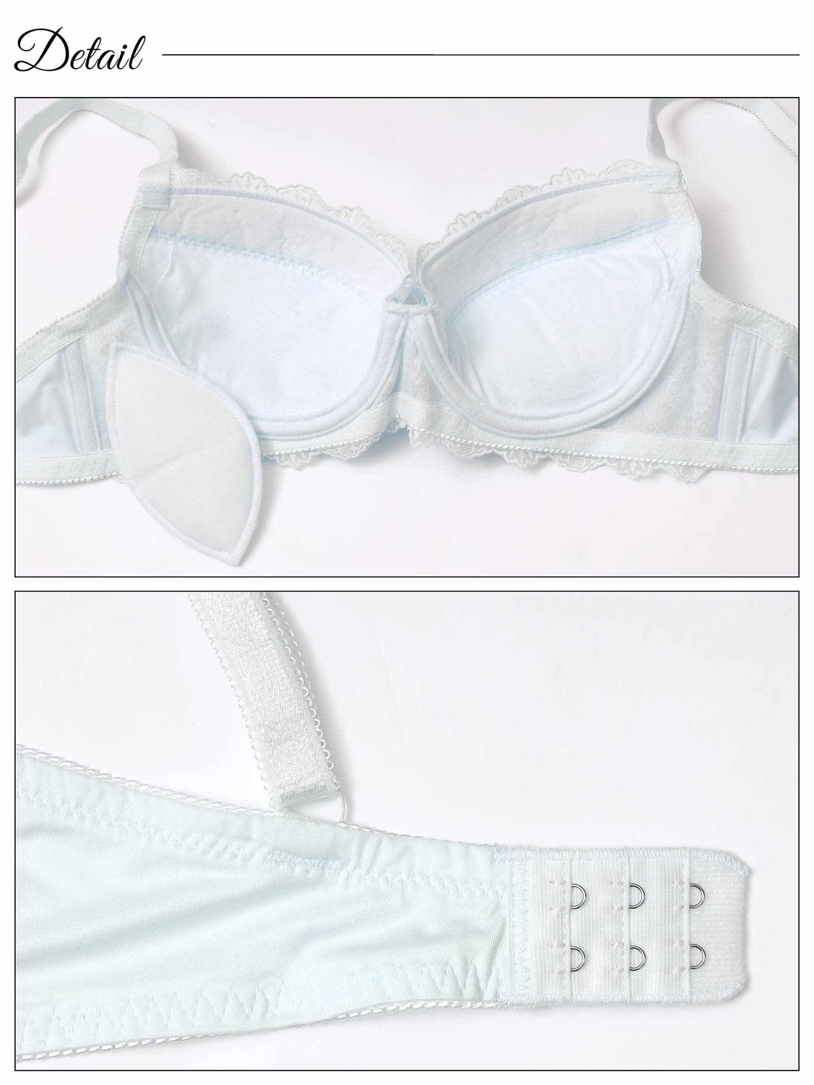 【EFサイズ】シャイニーパステルエンブロイダリーブラジャー&フルバックショーツ - 【公式】247Lingerie