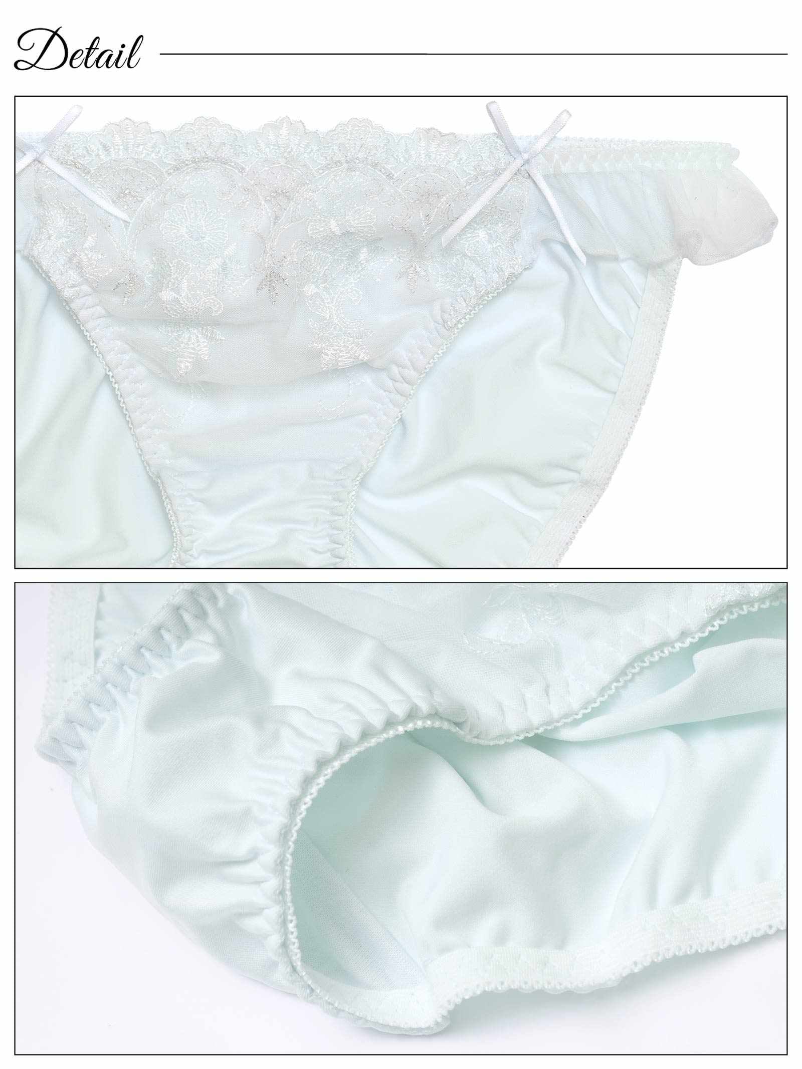 1/31新作!【EFサイズ】シャイニーパステルエンブロイダリーブラジャー&フルバックショーツ