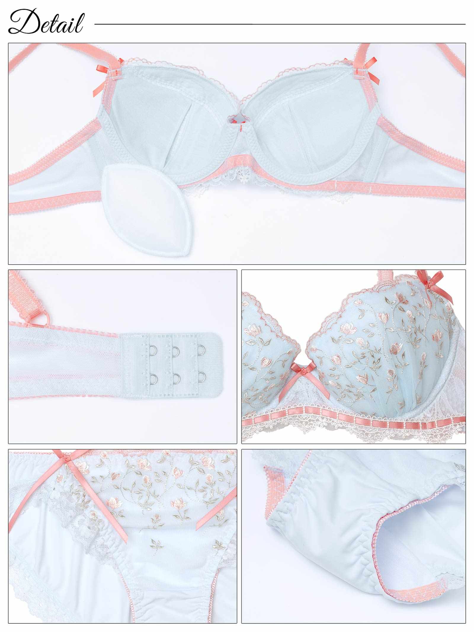 4/2新作!チャーミングリボンフリルブラジャー&フルバックショーツ
