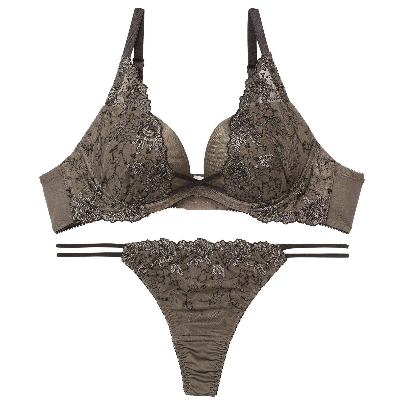 ラグジュアリークロスフラワーブラジャー&Tバックショーツ