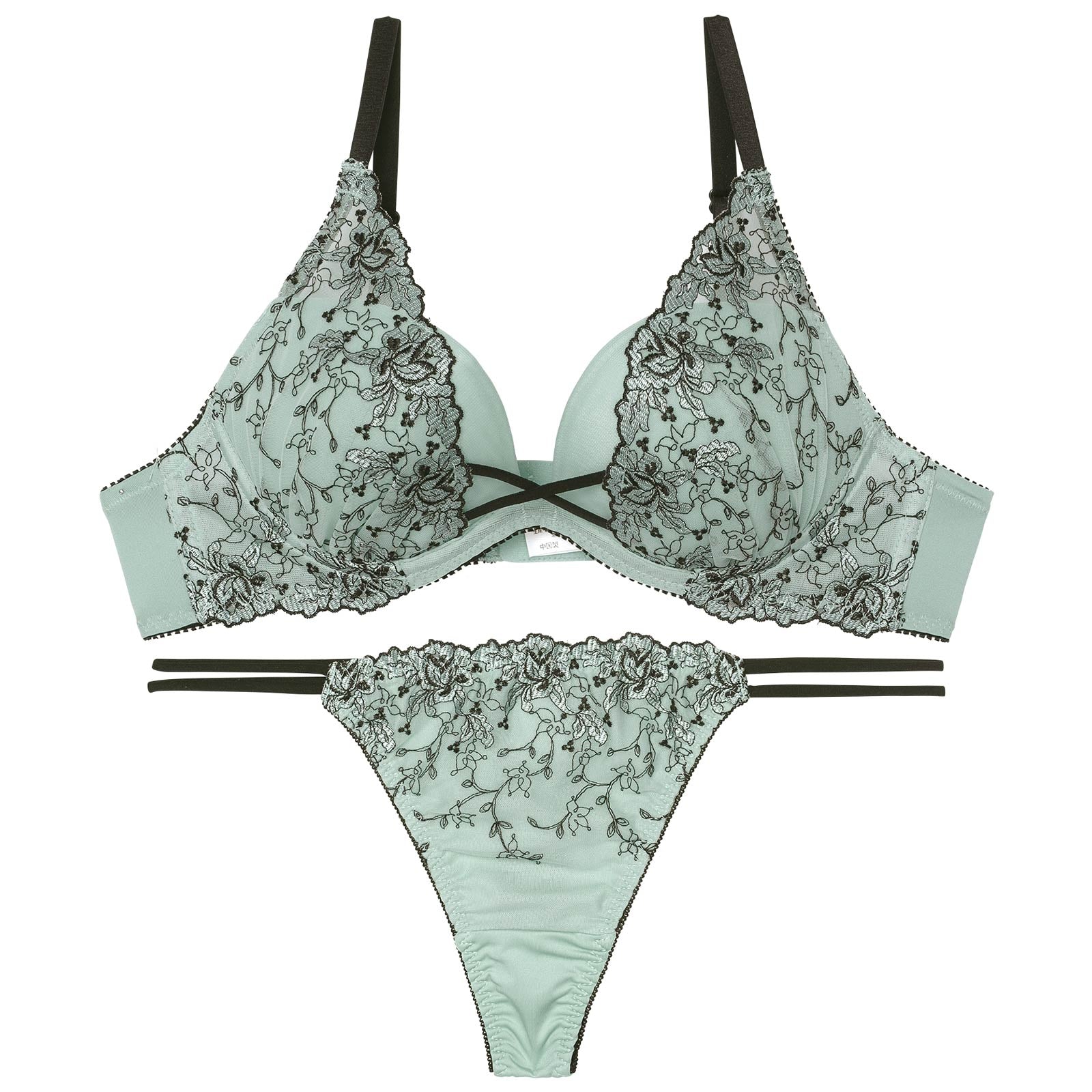 ラグジュアリークロスフラワーブラジャー&Tバックショーツ