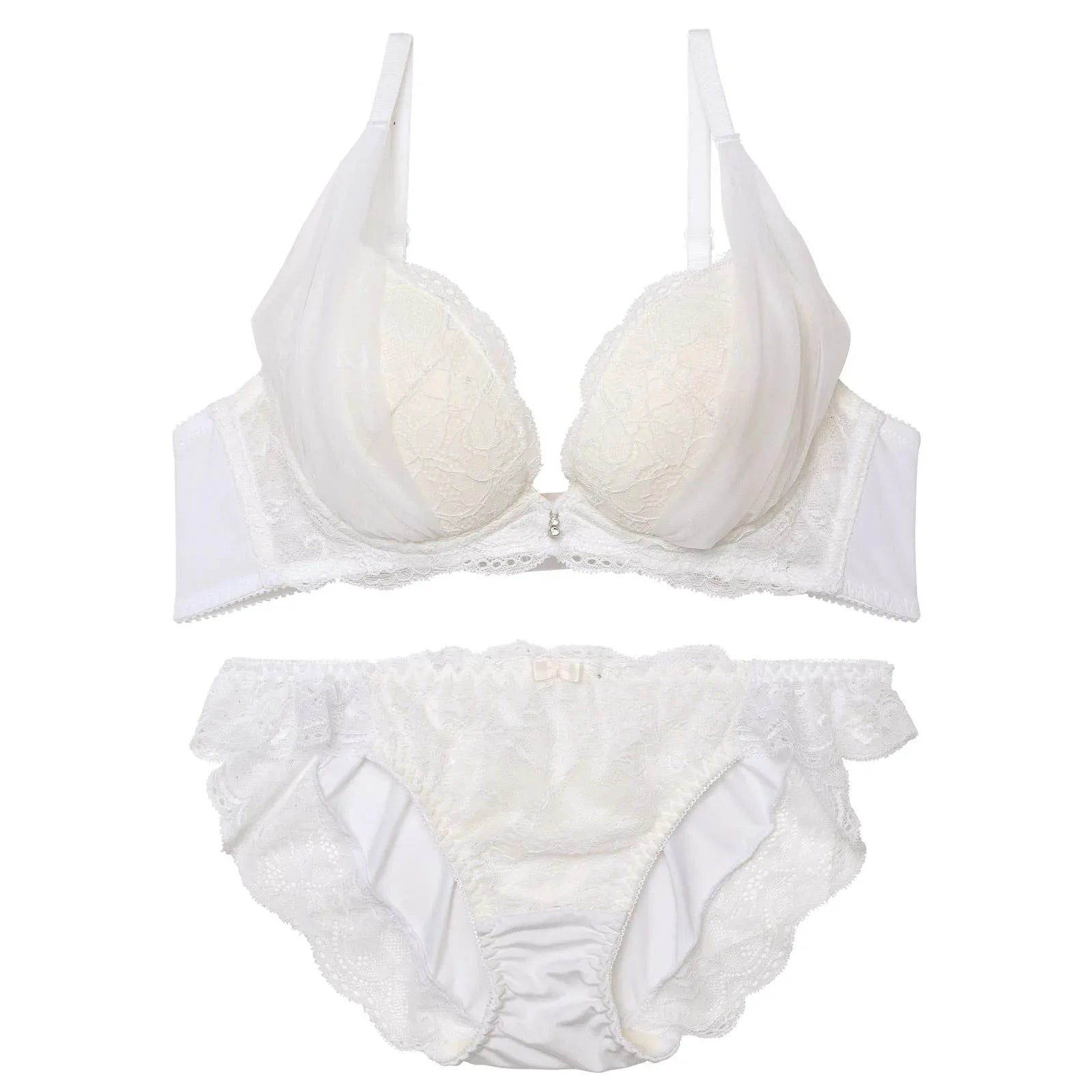 レーシィドレープチュールブラジャー&フルバックショーツ - 【公式】247Lingerie