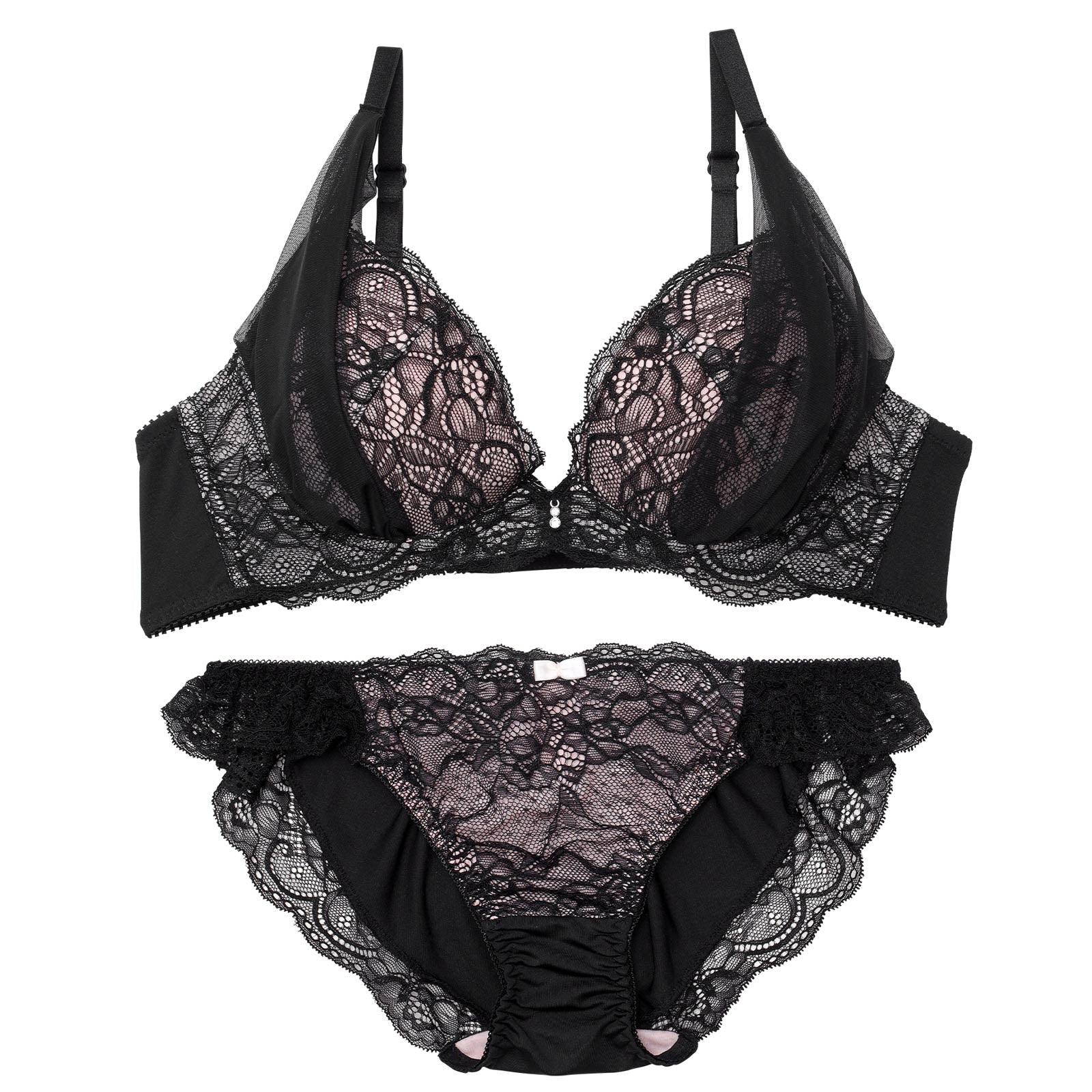 レーシィドレープチュールブラジャー&フルバックショーツ - 【公式】247Lingerie