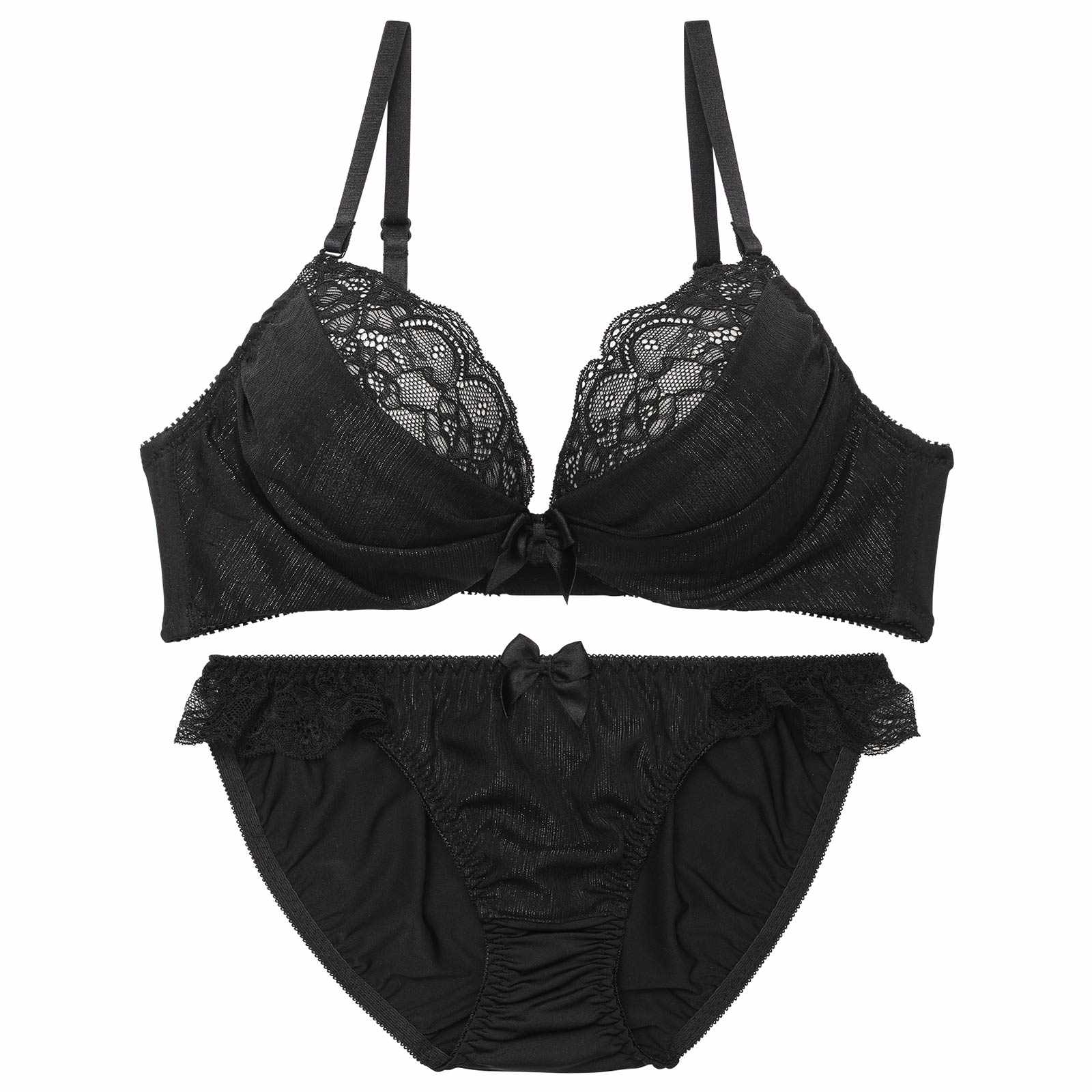 スパークルラメシフォンブラジャー&フルバックショーツ